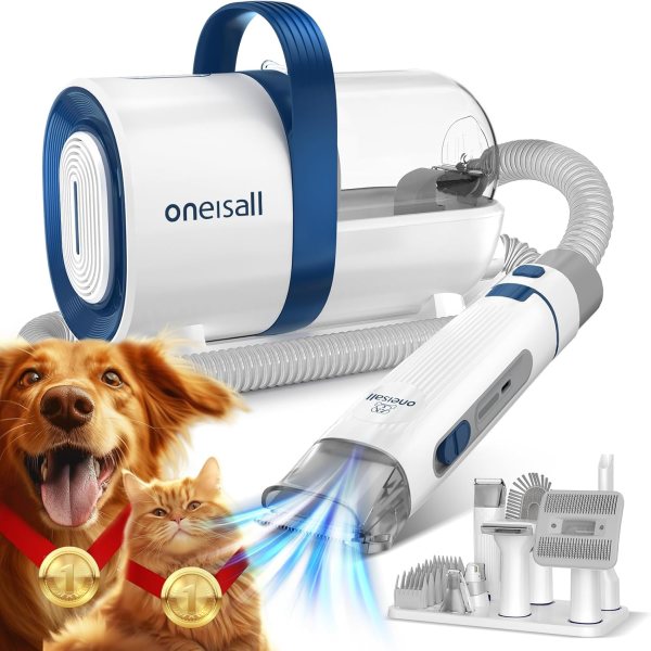 oneisall Dog Hair Vacuum & Dog Grooming Kit, Pet...