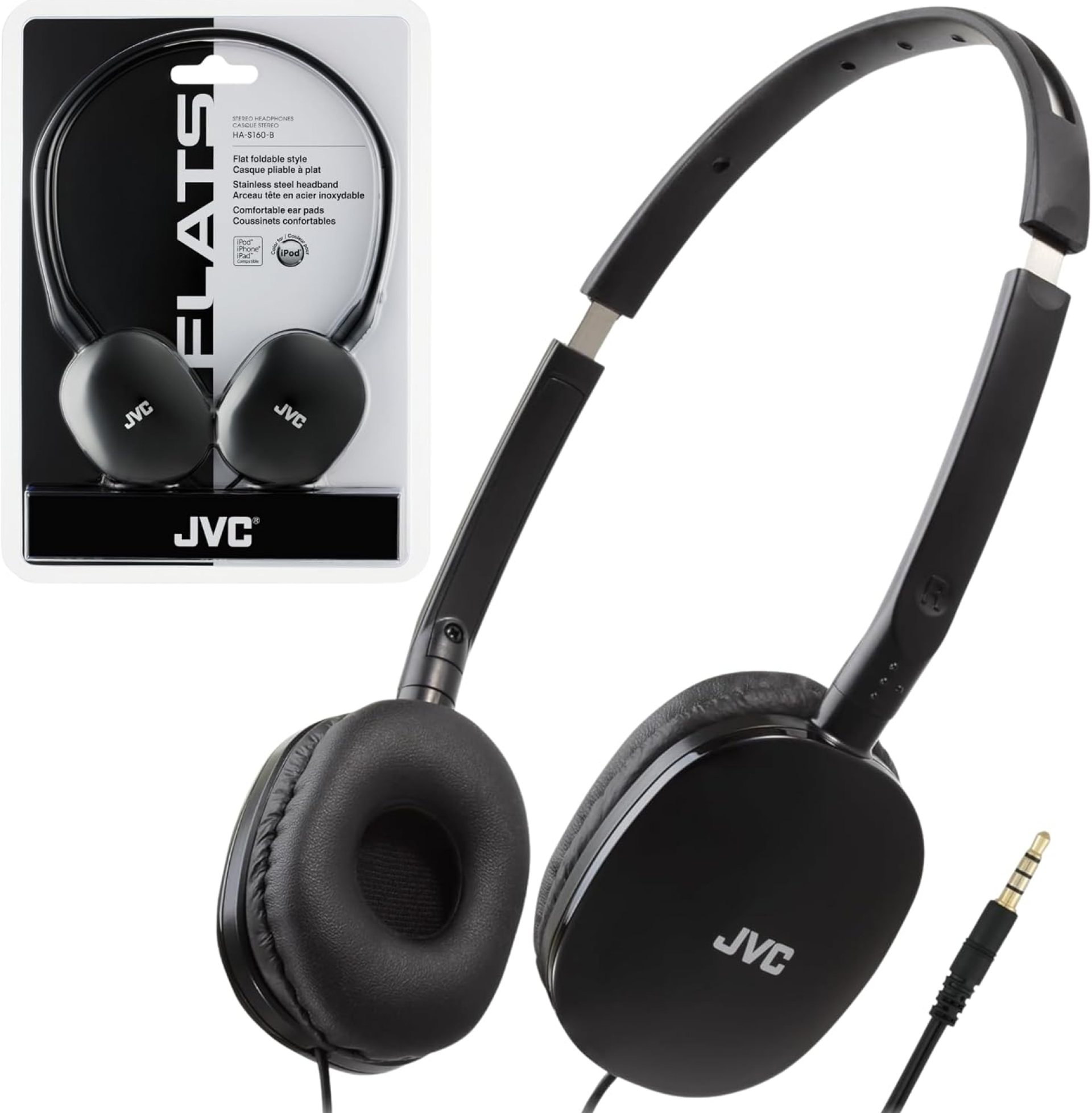 JVC Flats On-Ear Wired Headphones – Flat Foldable Design – 30mm Driver for Powerful Sound – Soft Ear-Pads for Comfort – Steel Headband – Lightweight & Portable – PC/Laptop/Gaming – 3.5mm Slim Plug JVC Flats On-Ear Wired Headphones – Flat Foldable Design – 30mm Driver for Powerful Sound – Soft Ear-Pads for Comfort – Steel Headband – Lightweight & Portable – PC/Laptop/Gaming – 3.5mm Slim Plug