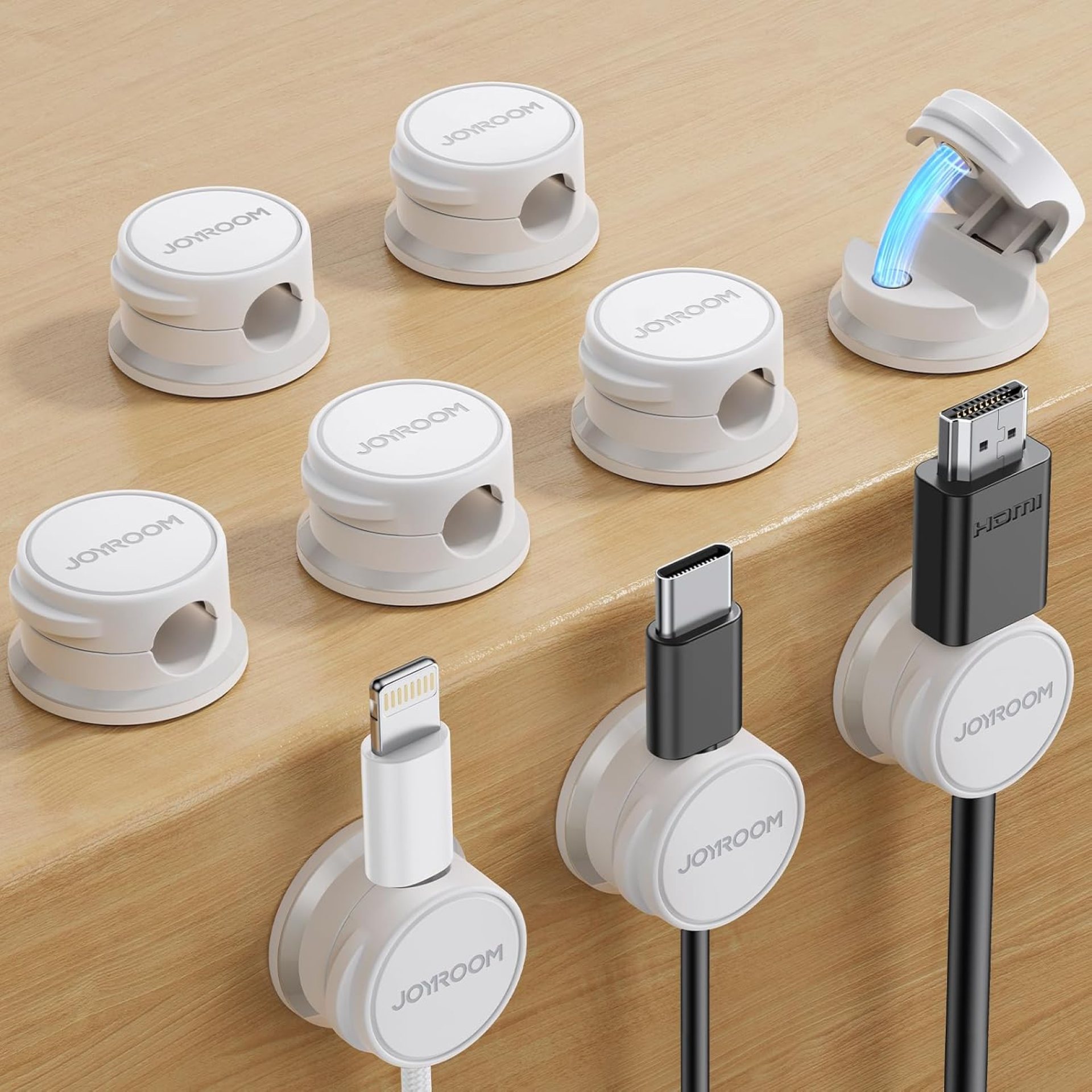 9 Pack Cable Management Cord Holder Organizer, JOYROOM Magnetic Cable Clips Adhesive Wire Keeper, Under Desk Cord Hider for Bedside Nightstand Table Desktop USB Wall Car Office Workspace Accessories 9 Pack Cable Management Cord Holder Organizer, JOYROOM Magnetic Cable Clips Adhesive Wire Keeper, Under Desk Cord Hider for Bedside Nightstand Table Desktop USB Wall Car Office Workspace Accessories