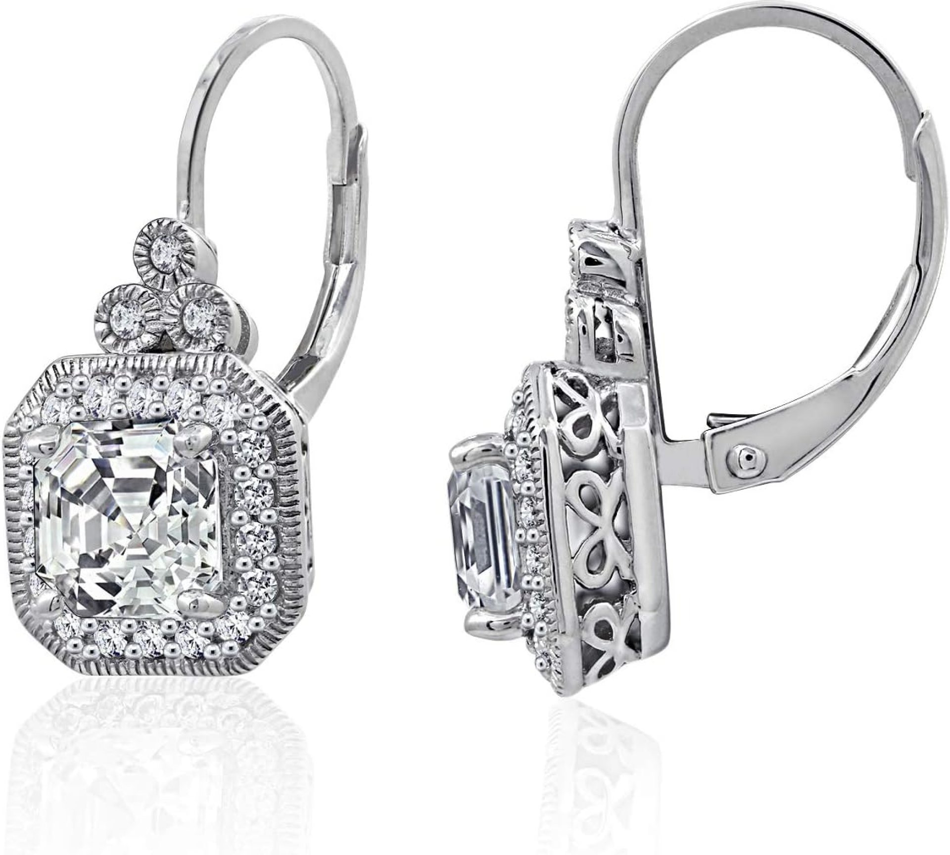 Amazon Essentials Platinum or Gold-Plated Sterling Silver Infinite Elements Zirconia Asscher-Cut Antique Drop Earrings (previously Amazon Collection) Amazon Essentials Platinum or Gold-Plated Sterling Silver Infinite Elements Zirconia Asscher-Cut Antique Drop Earrings (previously Amazon Collection)