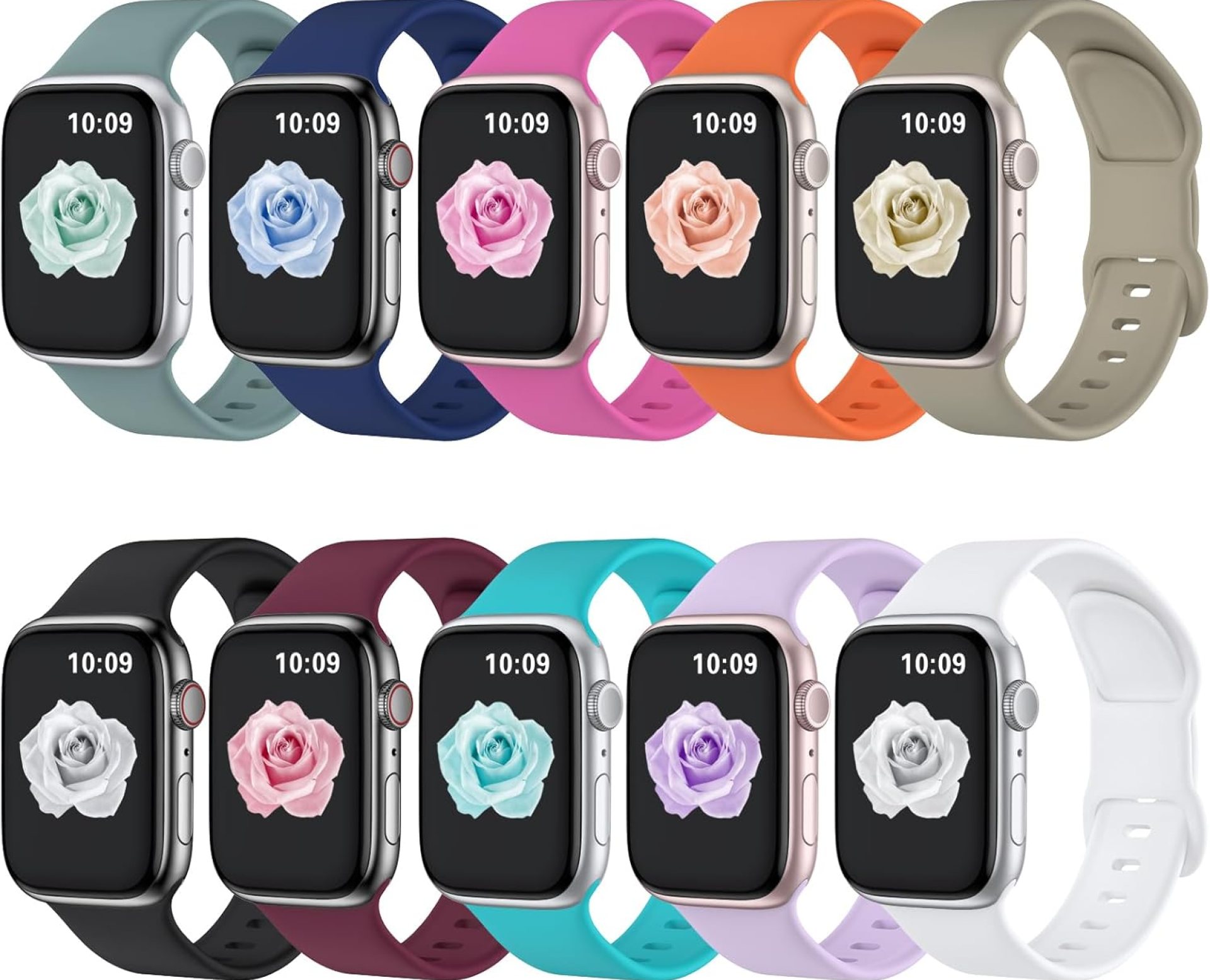 10 Pack Sport Bands Compatible with Apple Watch Band 38mm 40mm 41mm 42mm 44mm 45mm 46mm 49mm Women Men, Soft Silicone Waterproof Strap for Apple Watch SE Ultra iWatch Series 10 9 8 7 6 5 4 3 10 Pack Sport Bands Compatible with Apple Watch Band 38mm 40mm 41mm 42mm 44mm 45mm 46mm 49mm Women Men, Soft Silicone Waterproof Strap for Apple Watch SE Ultra iWatch Series 10 9 8 7 6 5 4 3
