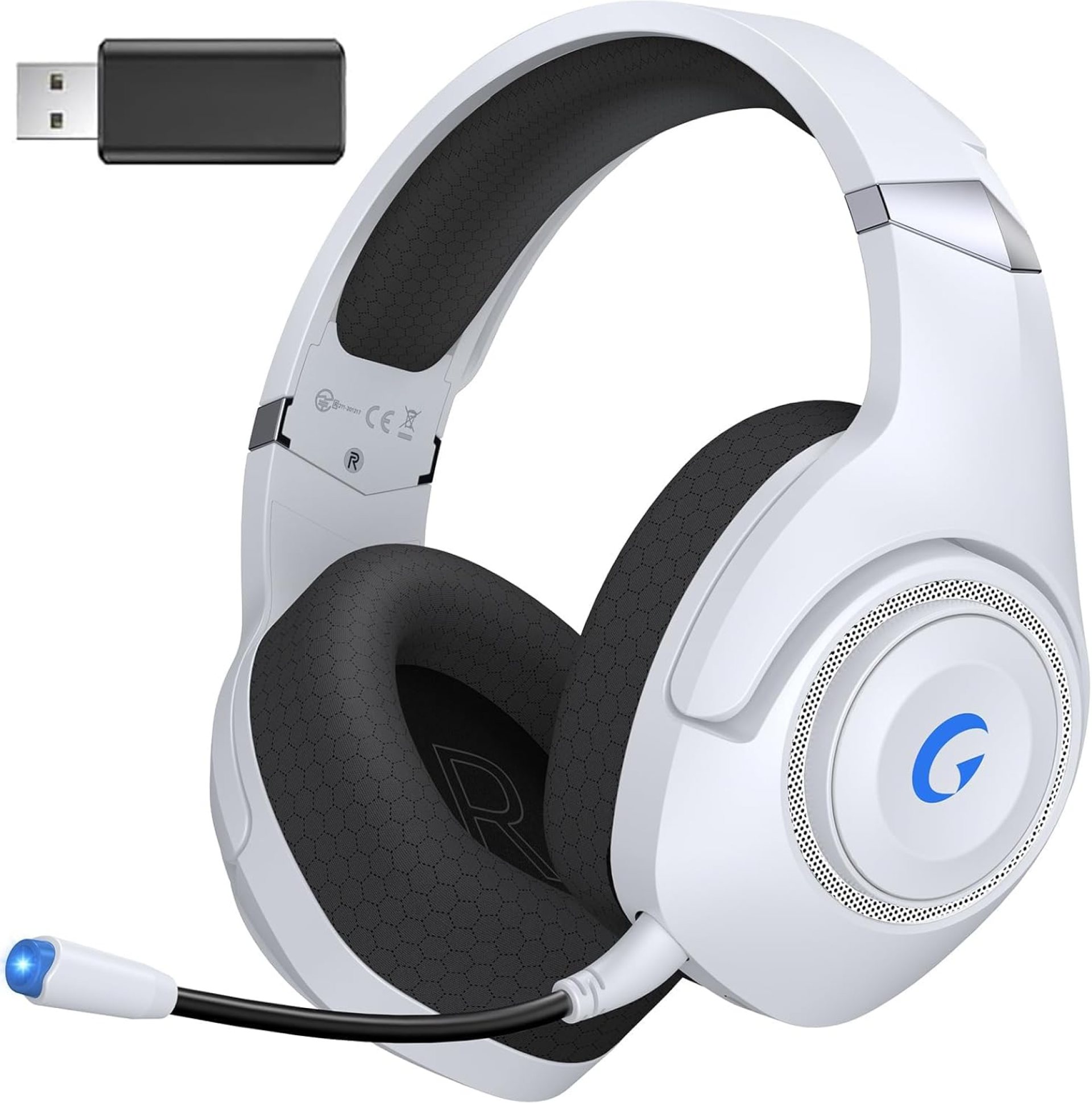 Gaming Headset Wireless, 2.4GHz Gaming Headphones Wireless with Noise Canceling Microphone for PS5, PS4, Fortnite/FPS Gamers, 40-Hr Battery Gamer Headphones for PC, Frosty White Gaming Headset Wireless, 2.4GHz Gaming Headphones Wireless with Noise Canceling Microphone for PS5, PS4, Fortnite/FPS Gamers, 40-Hr Battery Gamer Headphones for PC, Frosty White