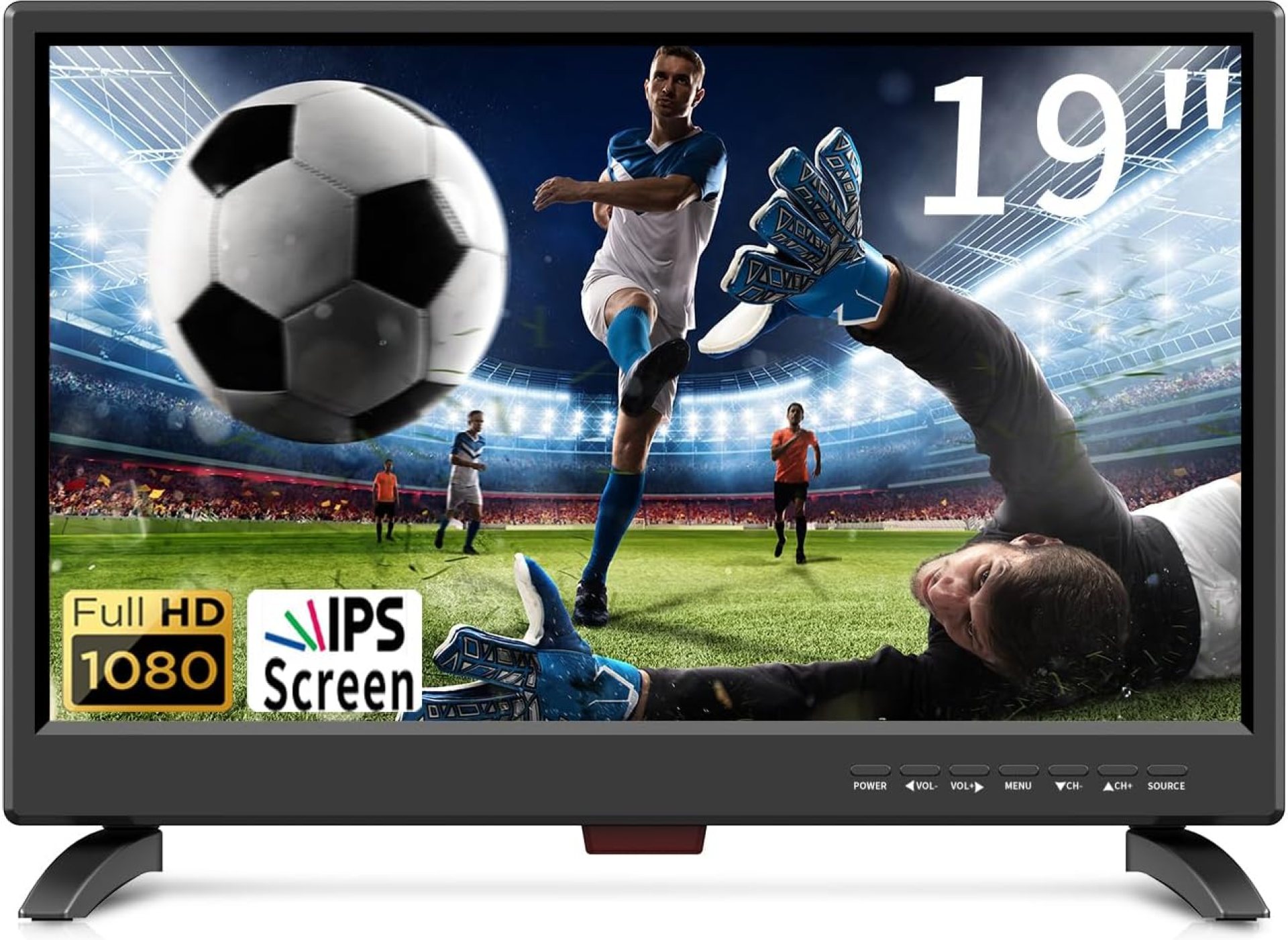 19 Inch HD LED Flat Screen TV 1080p IPS Display w/Digital Dual Tuners ATSC/HDMI/VGA/AV/USB, 12 Volt RV TV Built in Dual Speakers Suitable for Kitchen/RV/Caravan and Boat 19 Inch HD LED Flat Screen TV 1080p IPS Display w/Digital Dual Tuners ATSC/HDMI/VGA/AV/USB, 12 Volt RV TV Built in Dual Speakers Suitable for Kitchen/RV/Caravan and Boat