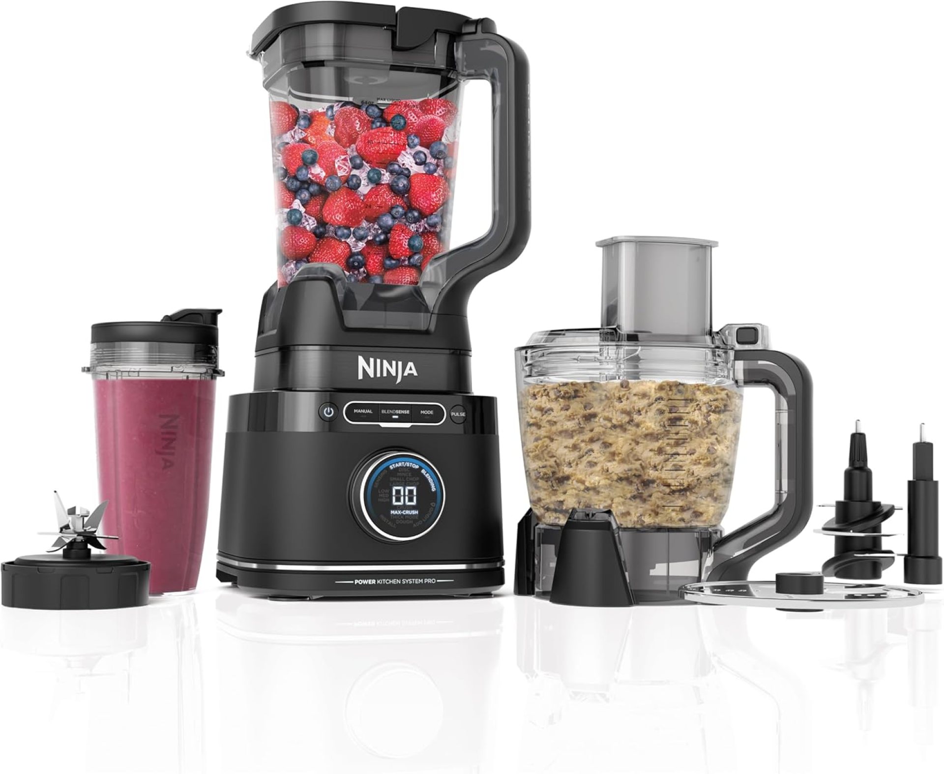Ninja TB401 Detect Kitchen System Power Blender + Processor Pro, BlendSense Technology, Blender, Chopping & Smoothies, 1800 Peak Watts, 72 oz. Pitcher, 64 oz. Food Processor, 24 oz. To-Go Cup, Black Ninja TB401 Detect Kitchen System Power Blender + Processor Pro, BlendSense Technology, Blender, Chopping & Smoothies, 1800 Peak Watts, 72 oz. Pitcher, 64 oz. Food Processor, 24 oz. To-Go Cup, Black