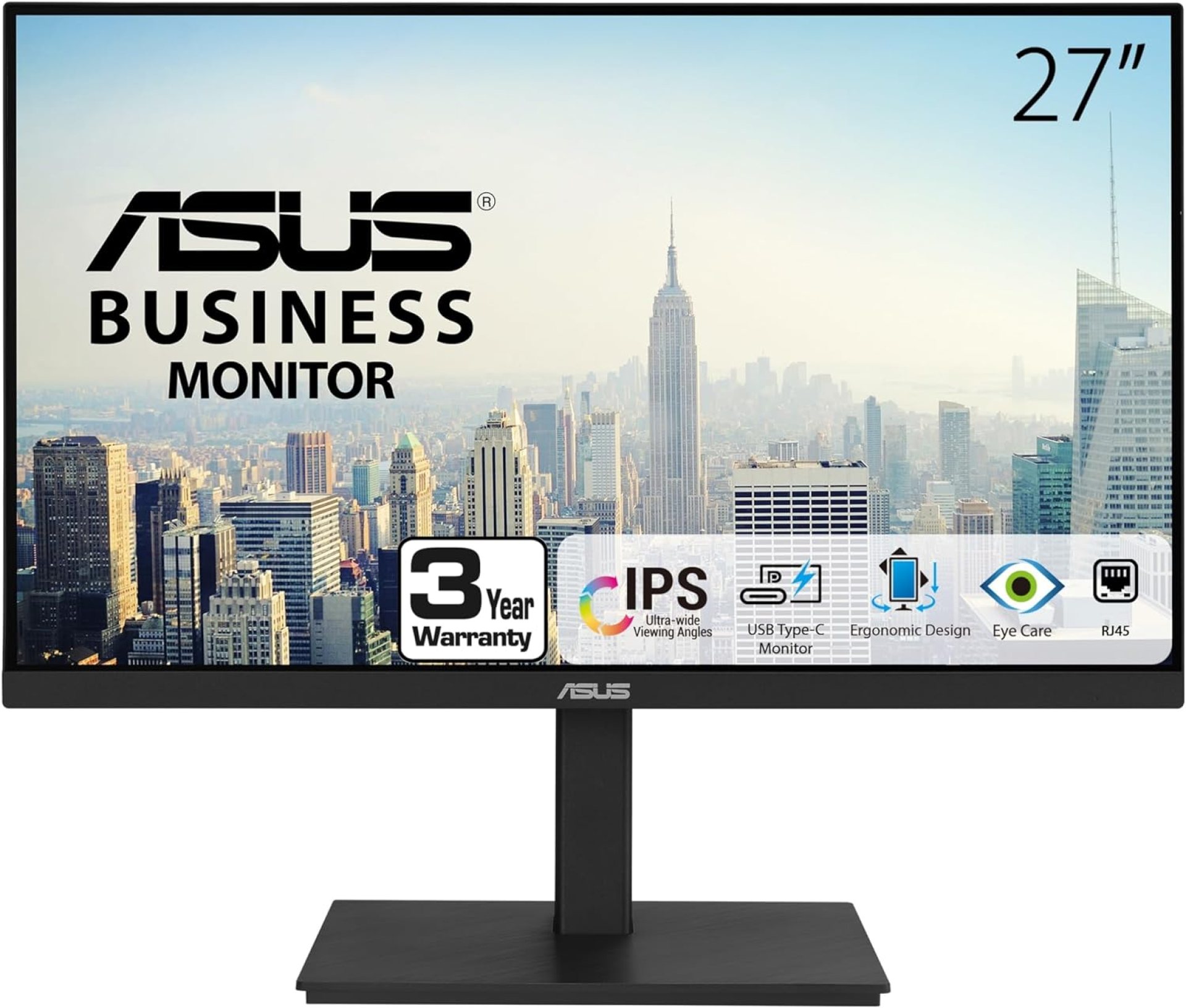 ASUS 27” 1080P Docking Monitor (VA27ECPSN) – Full HD, IPS, 75Hz, Adaptive-Sync, Speakers, Eye Care, Low Blue Light, Flicker Free, RJ45, USB-C, DisplayPort, HDMI, Height Adjustment, VESA Wall Mountable ASUS 27” 1080P Docking Monitor (VA27ECPSN) – Full HD, IPS, 75Hz, Adaptive-Sync, Speakers, Eye Care, Low Blue Light, Flicker Free, RJ45, USB-C, DisplayPort, HDMI, Height Adjustment, VESA Wall Mountable