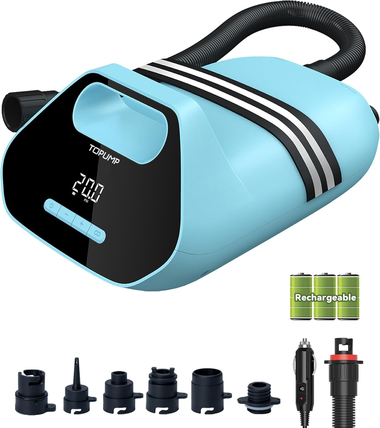 7800mAh Rechargable SUP Air Pump TPS300,20PSI Electric Paddle Board Pump with Auto-Off Feature, Dual Stage Inflation & Deflation, AC/DC Battery for SUP, Inflatable Tent, Boat, Kayak 7800mAh Rechargable SUP Air Pump TPS300,20PSI Electric Paddle Board Pump with Auto-Off Feature, Dual Stage Inflation & Deflation, AC/DC Battery for SUP, Inflatable Tent, Boat, Kayak