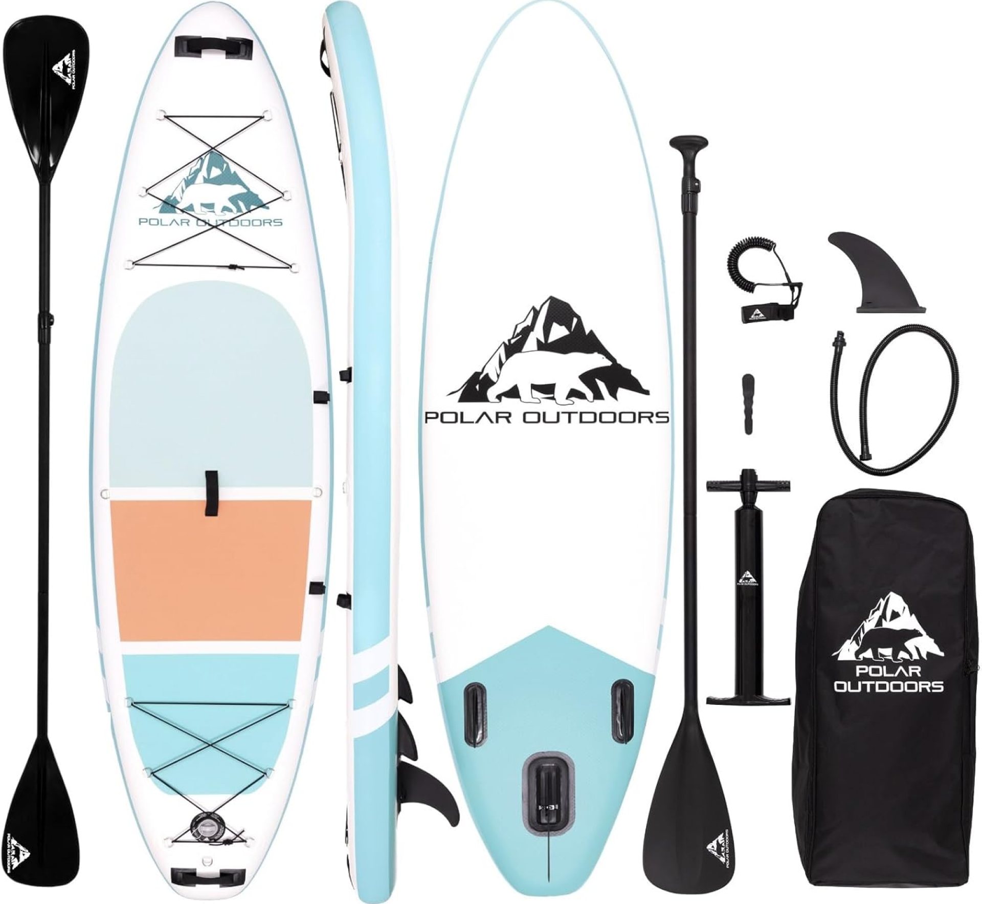 Polar Outdoors by Roc Inflatable Stand Up Paddle Board with Premium SUP Paddle Board Accessories, Wide Stable Design, Non-Slip Comfort Deck for Youth & Adults Polar Outdoors by Roc Inflatable Stand Up Paddle Board with Premium SUP Paddle Board Accessories, Wide Stable Design, Non-Slip Comfort Deck for Youth & Adults