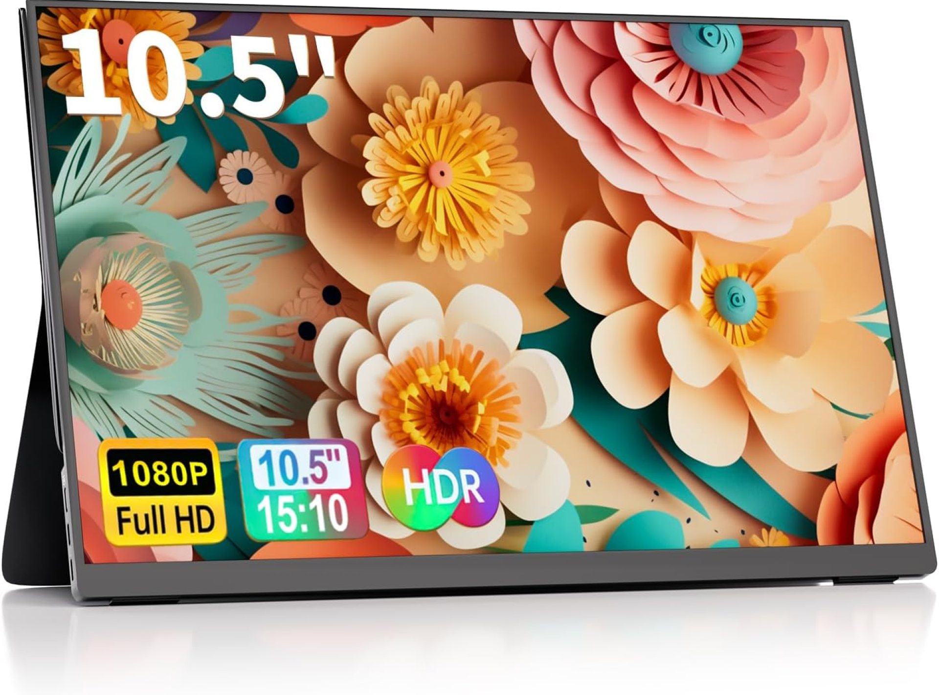 10.5”Portable Monitor for latop ,2K FHD 60HZ Laptop Monitor Screen,USB-C and HDMI Inputs, Ultra-Slim IPS Panel with HDR and Premium Smart Cover & Speakers for Laptop,PC,Phone,PS4/5,Switch,Mac,Xbox 10.5”Portable Monitor for latop ,2K FHD 60HZ Laptop Monitor Screen,USB-C and HDMI Inputs, Ultra-Slim IPS Panel with HDR and Premium Smart Cover & Speakers for Laptop,PC,Phone,PS4/5,Switch,Mac,Xbox