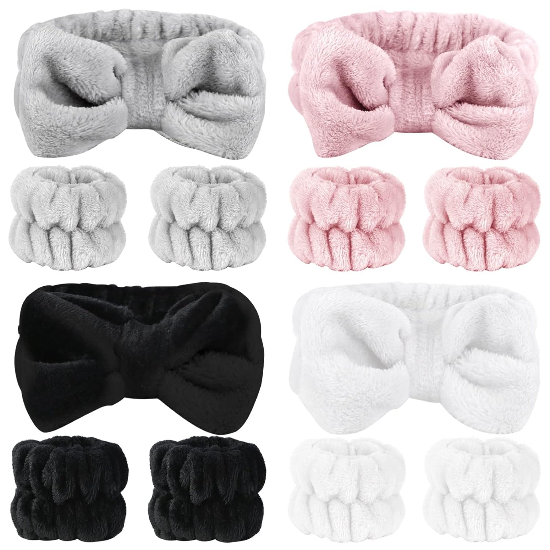 12 PCS Face Wash Headband Wristband Set for Women Girls, Soft Microfiber Facial Spa Hair Wraps Makeup Skincare Bath Headbands Wrist Bands for Washing Face(White, Pink, Gray, Black) 12 PCS Face Wash Headband Wristband Set for Women Girls, Soft Microfiber Facial Spa Hair Wraps Makeup Skincare Bath Headbands Wrist Bands for Washing Face(White, Pink, Gray, Black)