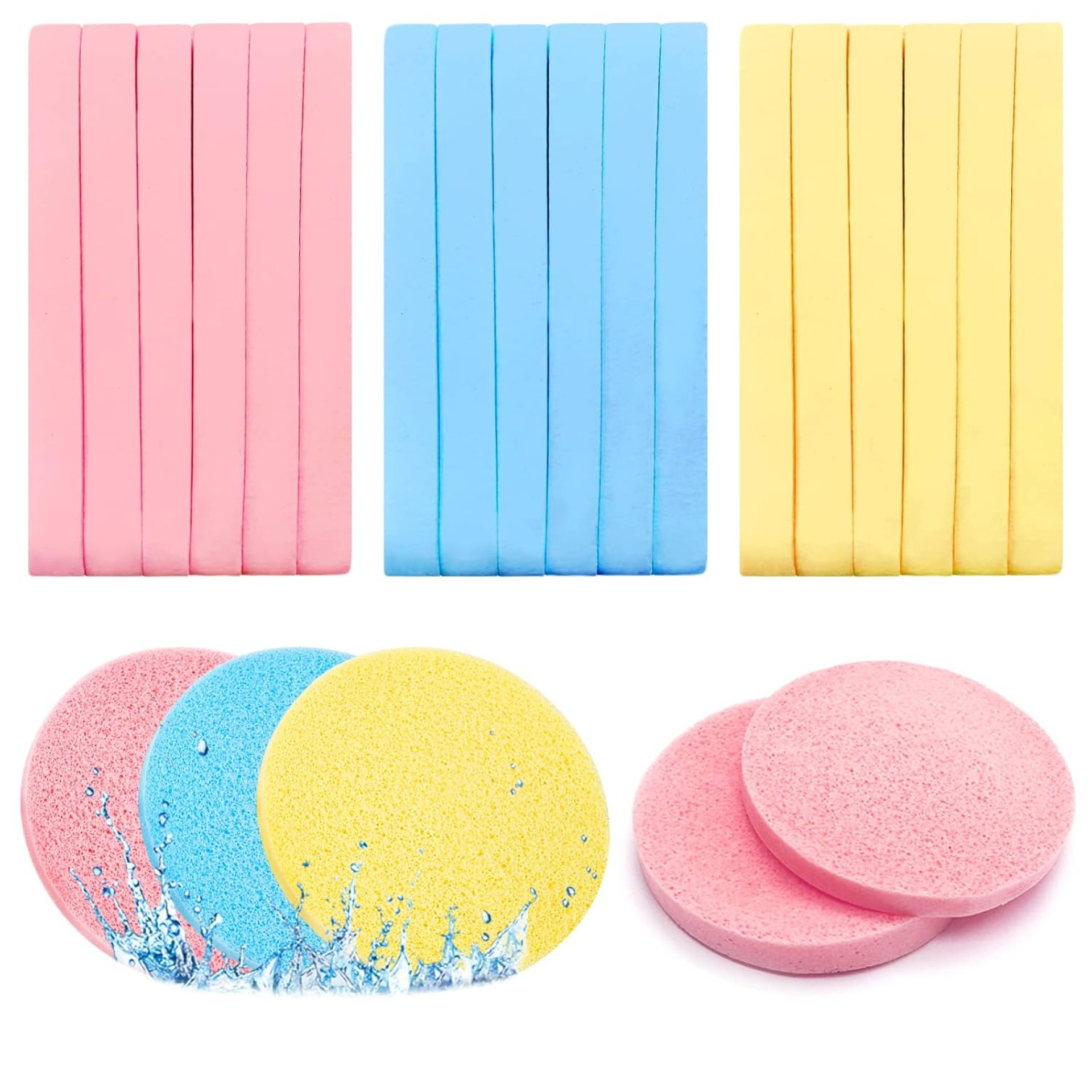 120 Pieces Facial Sponge Compressed,Professional Makeup Removal Sponge,Round Face Cleaning Sponge for Spa,Exfoliating,Mask(Yellow,Pink,Blue) 120 Pieces Facial Sponge Compressed,Professional Makeup Removal Sponge,Round Face Cleaning Sponge for Spa,Exfoliating,Mask(Yellow,Pink,Blue)