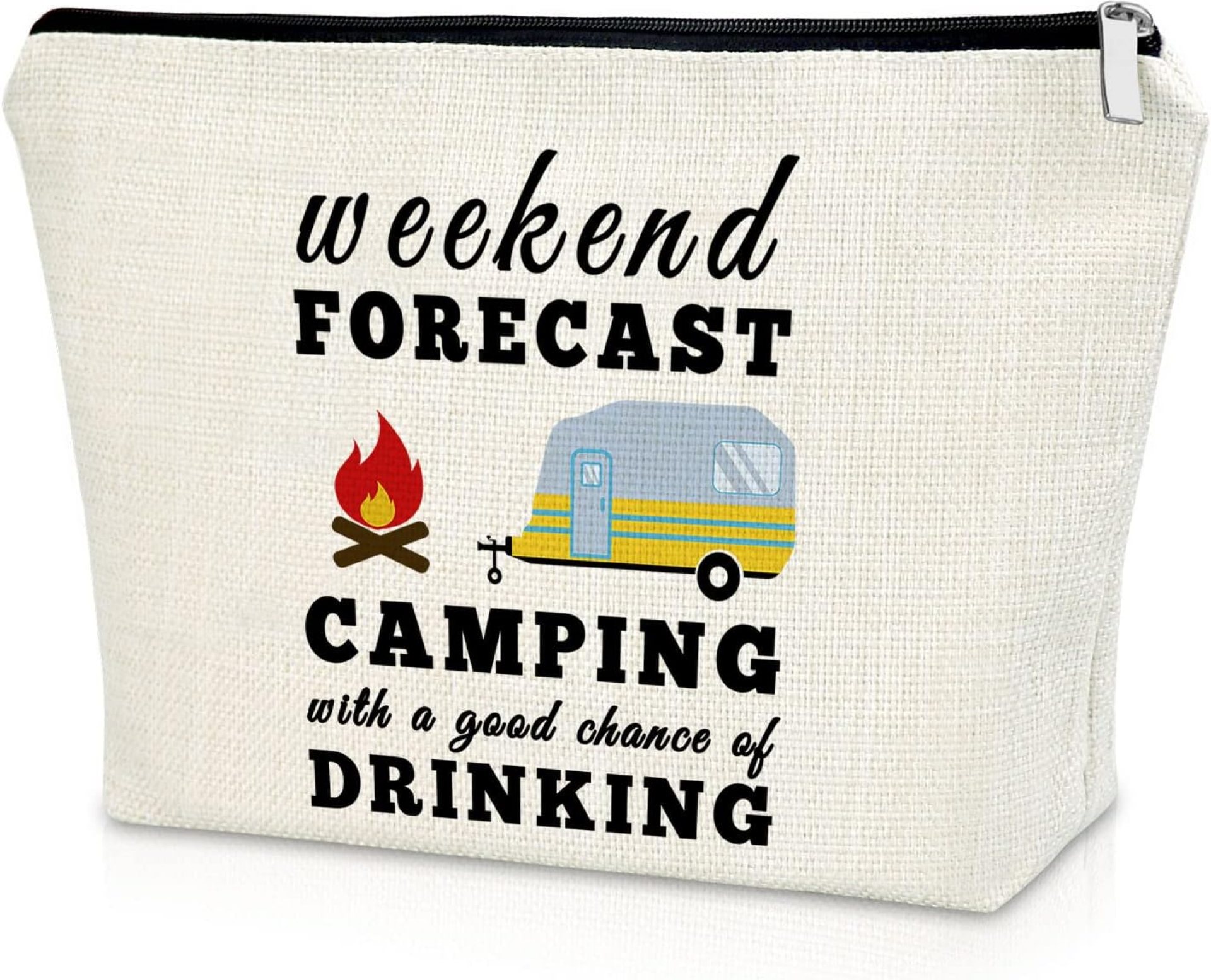Happy Camper Cosmetic Bag – Makeup Travel Bag for Women, Couples & Campers – Accessory for Travel Trailers & Gifts for Birthday, Christmas, Graduation Happy Camper Cosmetic Bag – Makeup Travel Bag for Women, Couples & Campers – Accessory for Travel Trailers & Gifts for Birthday, Christmas, Graduation