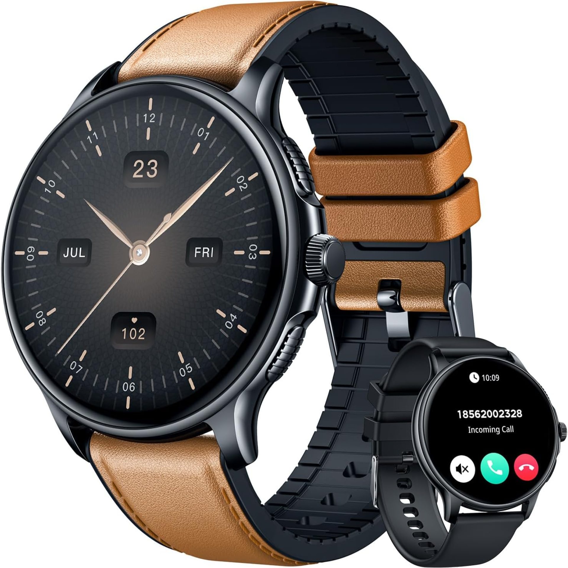Smartwatch for Men Fitness Tracker: Brown Smart Watches (Answer/Make Calls) 1.43’’ AMOLED Touchscreen with Waterproof Heart Rate Blood Pressure Health Monitor Sport Pedometer Compatible Android iOS Smartwatch for Men Fitness Tracker: Brown Smart Watches (Answer/Make Calls) 1.43’’ AMOLED Touchscreen with Waterproof Heart Rate Blood Pressure Health Monitor Sport Pedometer Compatible Android iOS
