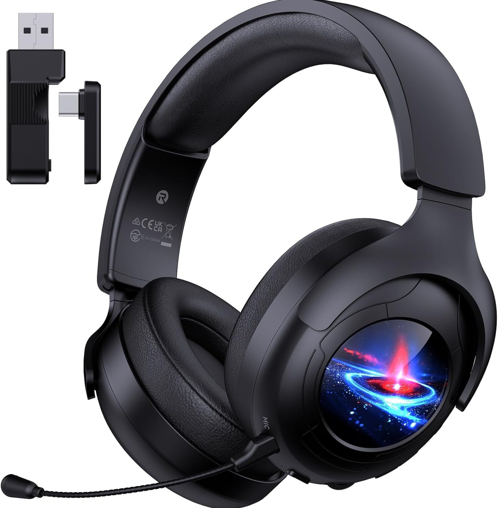 2.4GHz Gaming Headset Wireless for PS5, PS4, PC, Switch, Fortnite/Minecraft/FPS Gamers, Bluetooth 5.3 Gaming Headphones with Noise Canceling Mic, 45H+ Battery, Bass Sound, RGB Light -Black 2.4GHz Gaming Headset Wireless for PS5, PS4, PC, Switch, Fortnite/Minecraft/FPS Gamers, Bluetooth 5.3 Gaming Headphones with Noise Canceling Mic, 45H+ Battery, Bass Sound, RGB Light -Black