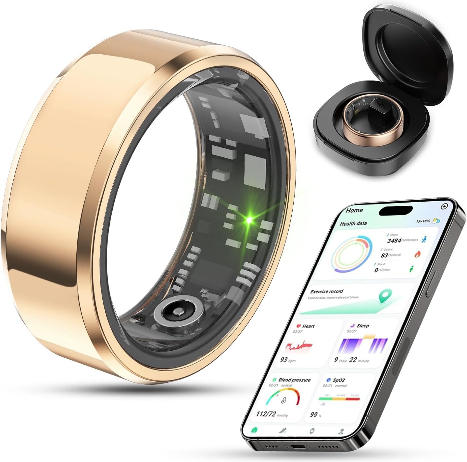 2025 Upgrade Smart Ring Health Tracker for Men Women – IP68 Waterproof Fitness Ring with Sleep Tracker/Heart Rate/Blood Oxygen/Steps/Distance/Calories, Air Shutter, Charging case Up to 7-Day 2025 Upgrade Smart Ring Health Tracker for Men Women – IP68 Waterproof Fitness Ring with Sleep Tracker/Heart Rate/Blood Oxygen/Steps/Distance/Calories, Air Shutter, Charging case Up to 7-Day
