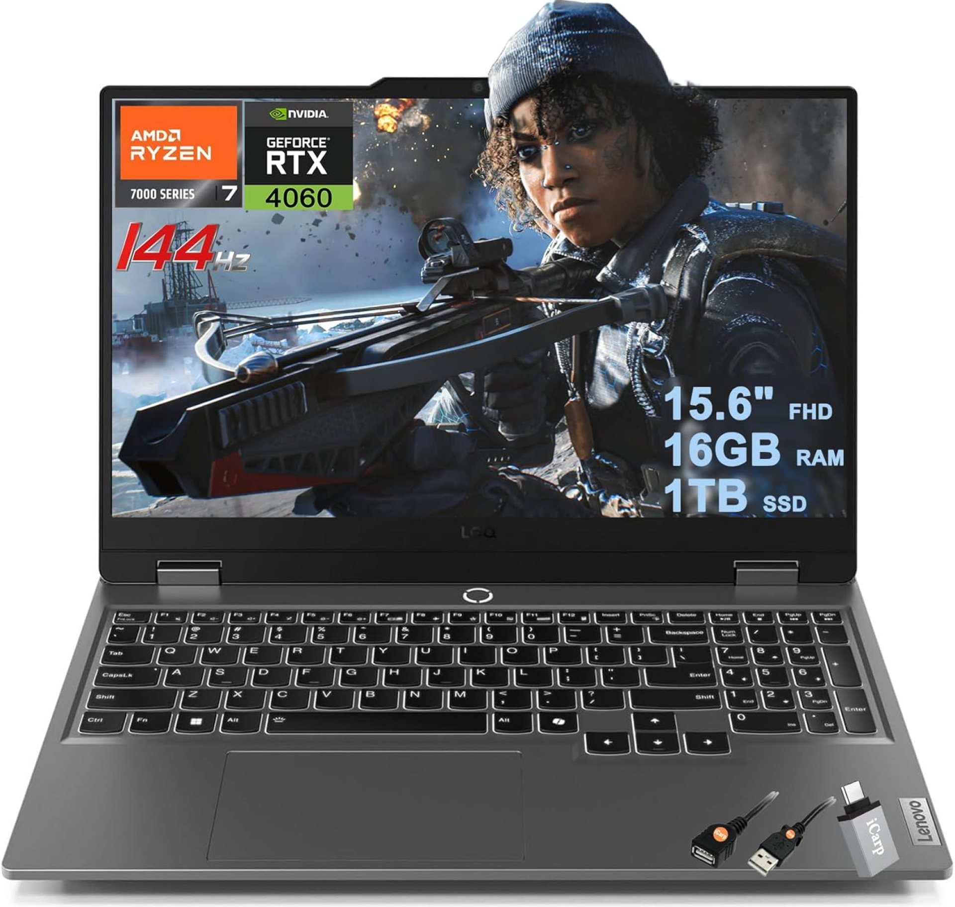 Lenovo LOQ Gaming Laptop 15.6″ FHD IPS 144Hz (100% sRGB G-SYNC) AMD Octa-Core Ryzen 7 7435HS (Beats i7-12650H) 16GB RAM 1TB SSD GeForce RTX 4060 Backlit Nahimic Rapid Charge Win11 w/ICP Hub Lenovo LOQ Gaming Laptop 15.6″ FHD IPS 144Hz (100% sRGB G-SYNC) AMD Octa-Core Ryzen 7 7435HS (Beats i7-12650H) 16GB RAM 1TB SSD GeForce RTX 4060 Backlit Nahimic Rapid Charge Win11 w/ICP Hub
