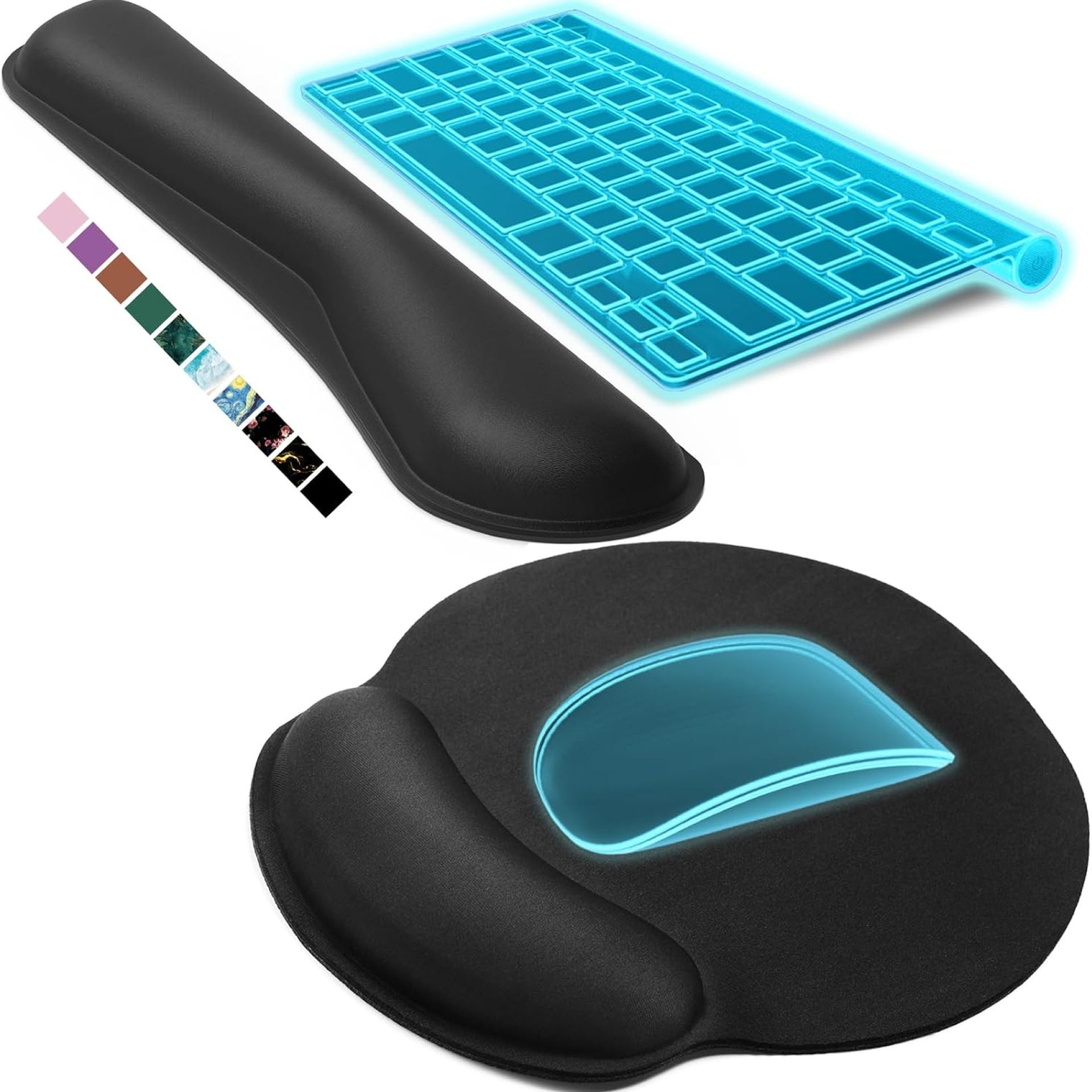 KTRIO Ergonomic Keyboard Wrist Rest, Memory Foam Wrist Rest for Computer Keyboard, Mouse Pad Set for Easy Typing & Pain Relief for Office & Home, Black KTRIO Ergonomic Keyboard Wrist Rest, Memory Foam Wrist Rest for Computer Keyboard, Mouse Pad Set for Easy Typing & Pain Relief for Office & Home, Black