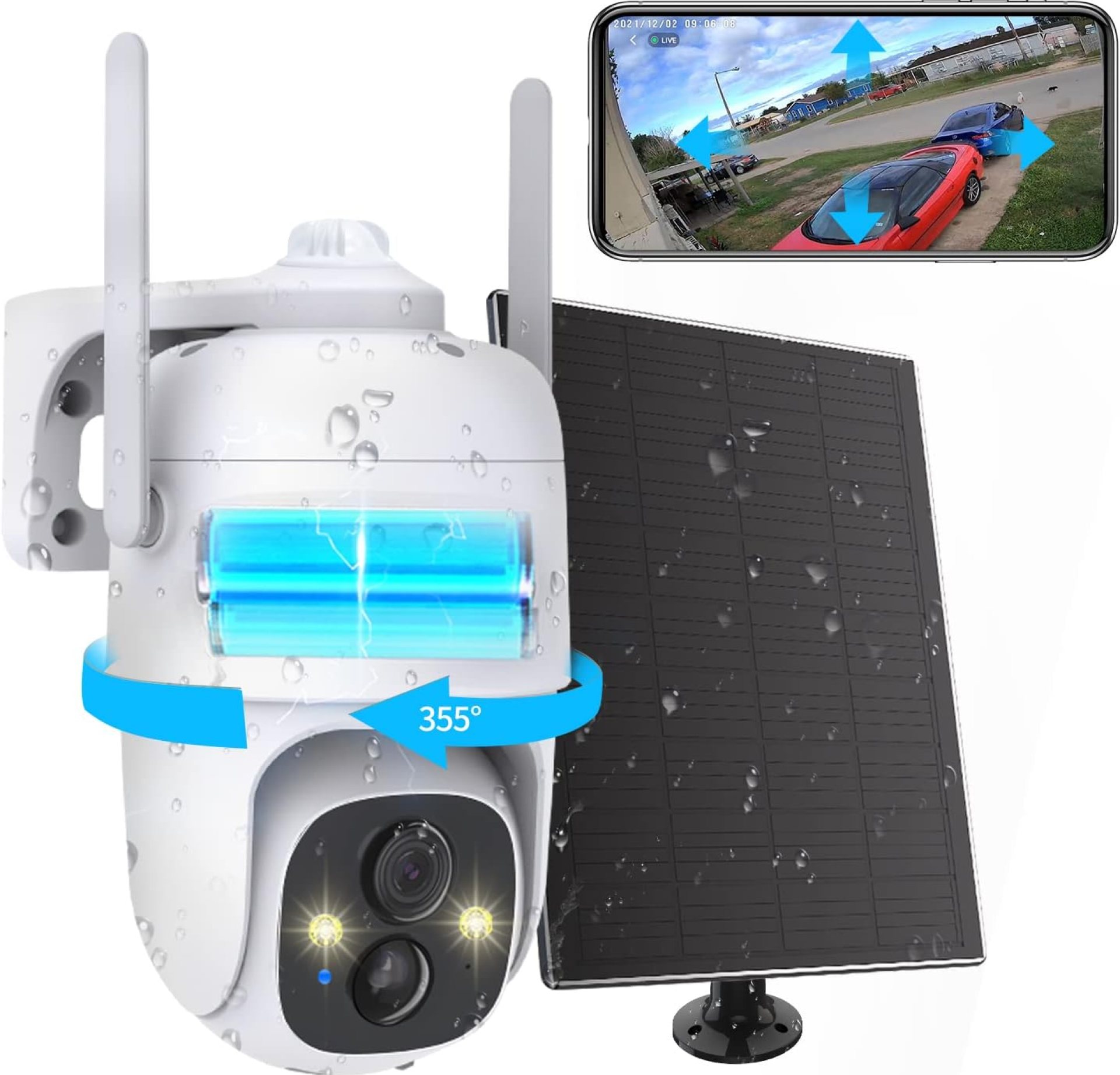 2K PTZ Solar WiFi Security Camera with AI Motion, Color Night Vision, 360 View, Waterproof, Alarm – Rechargeable Battery 2K PTZ Solar WiFi Security Camera with AI Motion, Color Night Vision, 360 View, Waterproof, Alarm – Rechargeable Battery