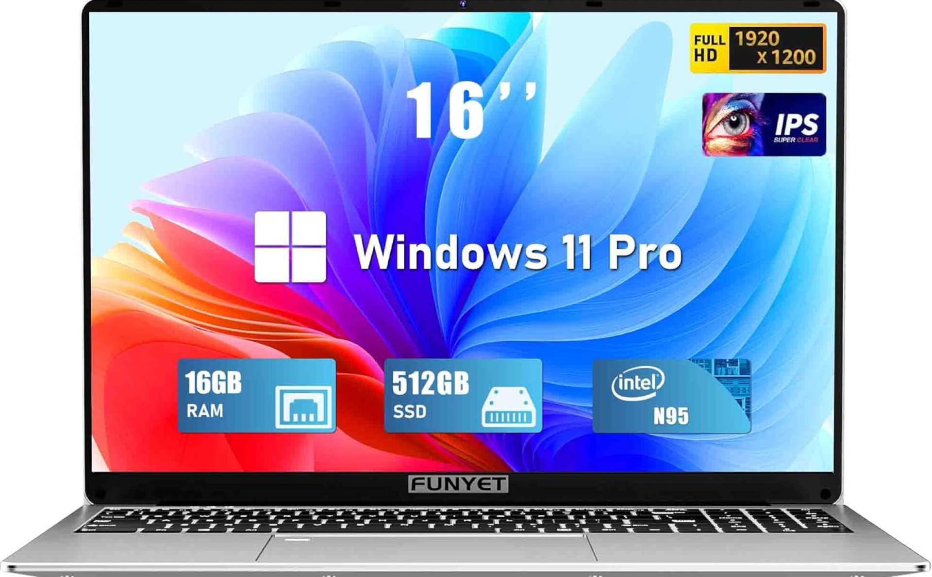 16 Inch Gaming Laptop, Laptop Computer 2025 Windows 11 Pro, 16GB RAM 512GB SSD, Intel 12th Gen N95 Processor(up to 3.4GHz), Backlit Keyboard, Fingerprint Unlock, FHD 1920 * 1200 16 Inch Gaming Laptop, Laptop Computer 2025 Windows 11 Pro, 16GB RAM 512GB SSD, Intel 12th Gen N95 Processor(up to 3.4GHz), Backlit Keyboard, Fingerprint Unlock, FHD 1920 * 1200