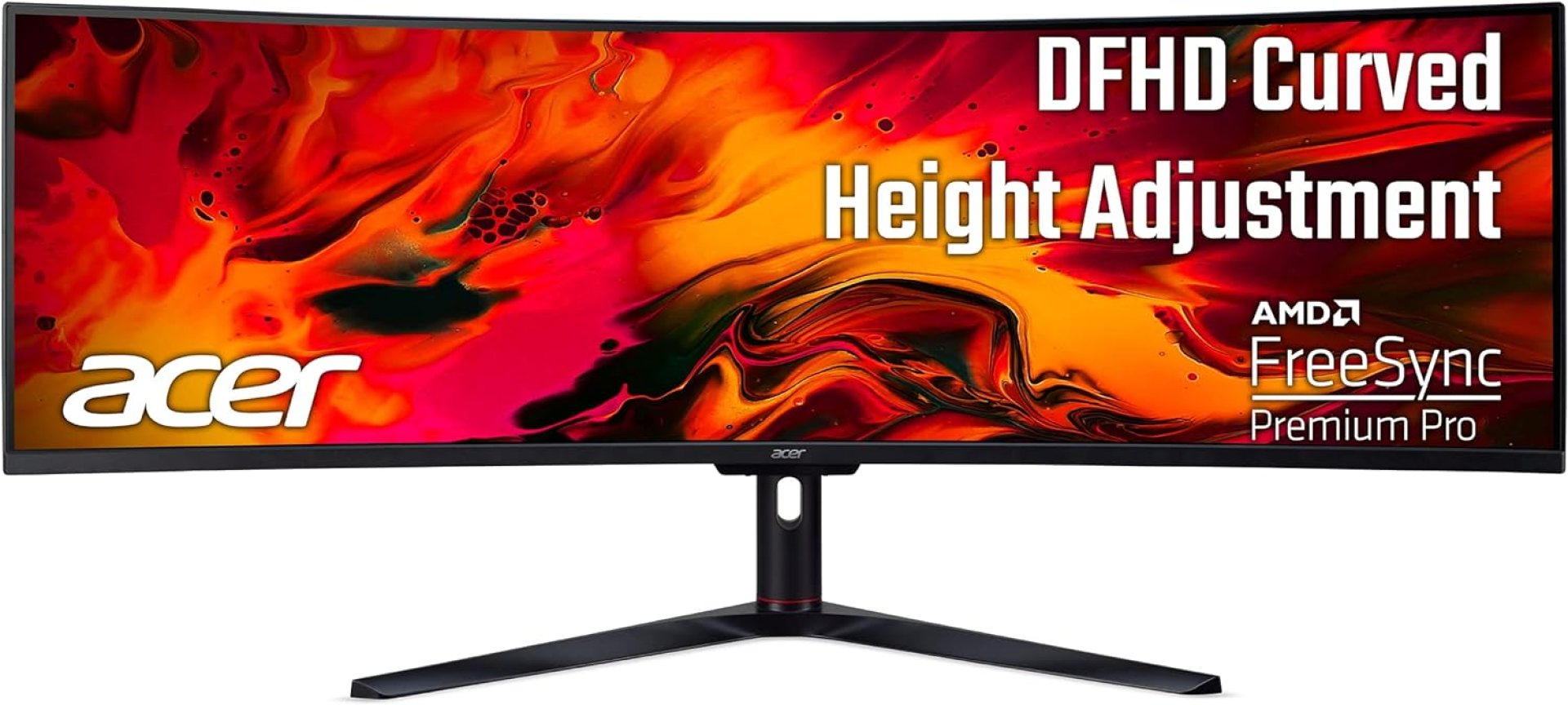 Acer 49 Inch 1800R Curved Zero-Frame DFHD (3840 x 1080) Gaming Monitor | AMD FreeSync Premium Pro | Up to 144Hz Refresh | 4ms (G to G) | 1 x Display Port 1.4 and 2 x HDMI 2.0 Ports | EI491CR Acer 49 Inch 1800R Curved Zero-Frame DFHD (3840 x 1080) Gaming Monitor | AMD FreeSync Premium Pro | Up to 144Hz Refresh | 4ms (G to G) | 1 x Display Port 1.4 and 2 x HDMI 2.0 Ports | EI491CR