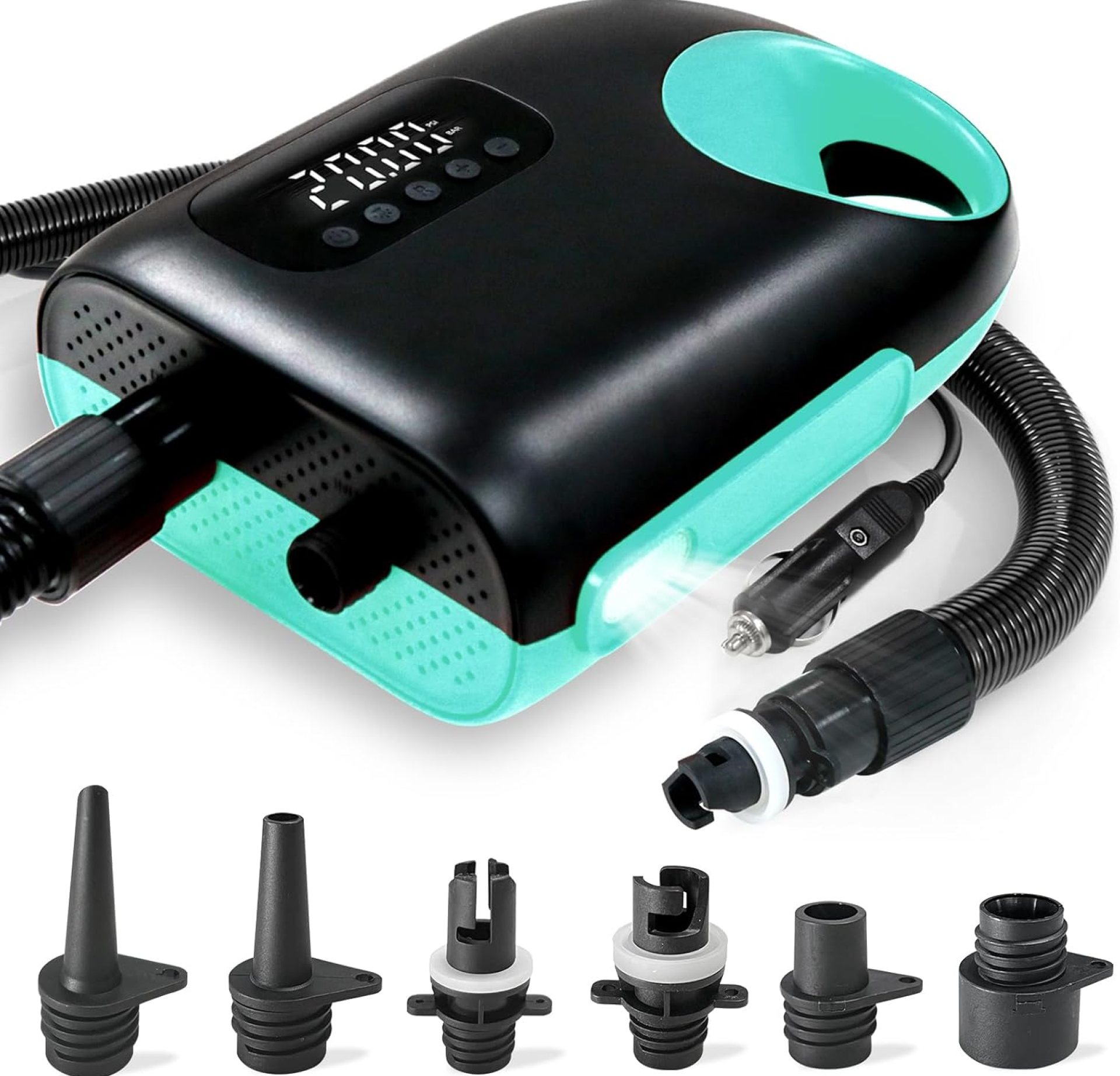 20PSI Paddle Board Pump-Portable Electric SUP Air Pump, Dual Stage Inflation & Deflation SUP Pump, 110W Paddleboard Pump with Auto-Off Function & 12V DC Car Connector for Paddle Board, Kayaks 20PSI Paddle Board Pump-Portable Electric SUP Air Pump, Dual Stage Inflation & Deflation SUP Pump, 110W Paddleboard Pump with Auto-Off Function & 12V DC Car Connector for Paddle Board, Kayaks
