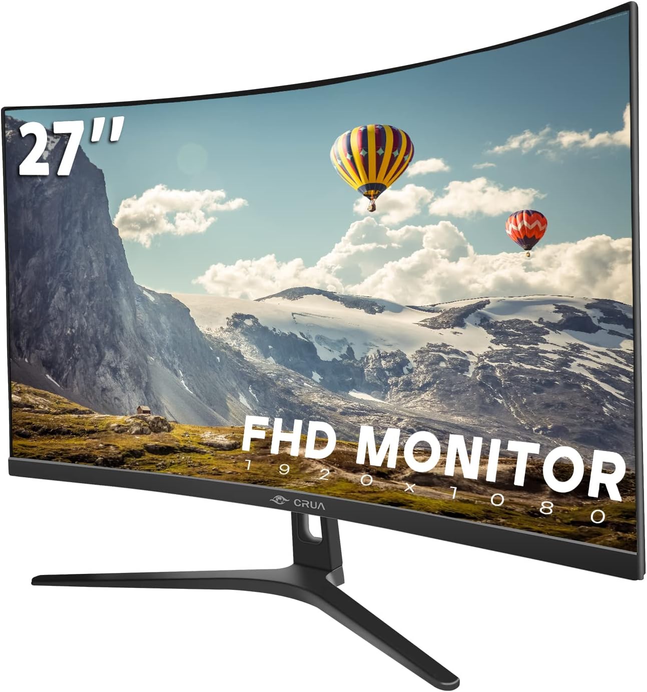 CRUA 27″ Curved Monitor, FHD(1920x1080P) VA Panel 100HZ 99% sRGB Professional Computer Monitor, Narrow Bezels on Three Sides, Blue Light Filter, Office and Dormitory(HDMI, VGA)-Black CRUA 27″ Curved Monitor, FHD(1920x1080P) VA Panel 100HZ 99% sRGB Professional Computer Monitor, Narrow Bezels on Three Sides, Blue Light Filter, Office and Dormitory(HDMI, VGA)-Black