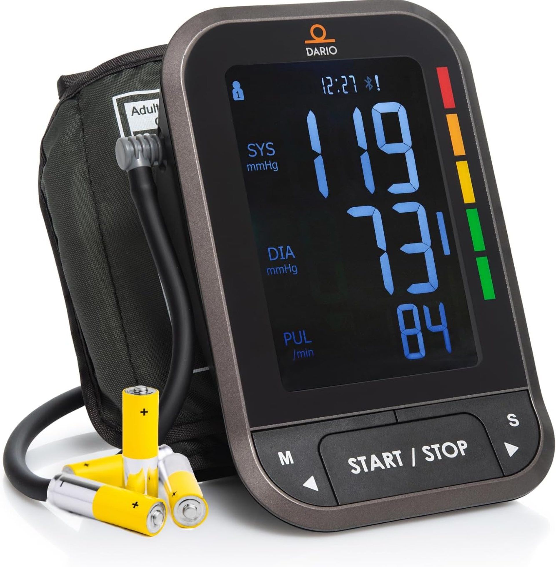 Dario Blood Pressure Monitor for Home Use Gen2 Automatic Machine, LCD Backlit Display, Large Adjustable Arm Cuff (8.75-16.5in) Smart Bluetooth App & Carry Case Dario Blood Pressure Monitor for Home Use Gen2 Automatic Machine, LCD Backlit Display, Large Adjustable Arm Cuff (8.75-16.5in) Smart Bluetooth App & Carry Case