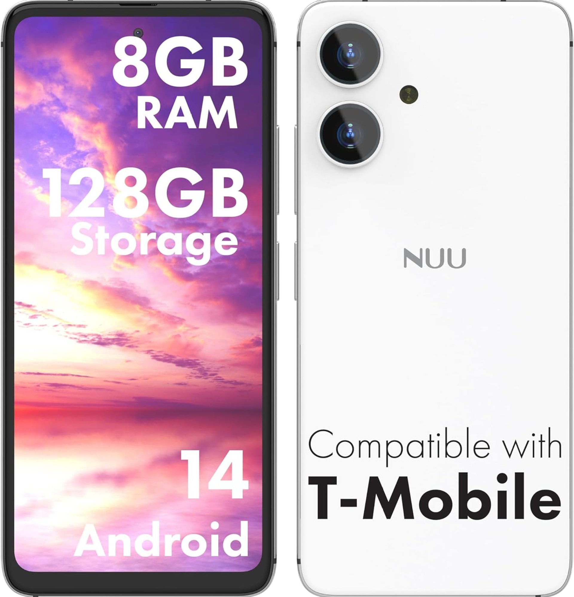 NUU N10 Basic Cell Phone for T-Mobile, Mint, Metro, Qlink, Tello and More 4GB/128GB, Perfect for Teenagers, Dual SIM 4G, Octa-Core 6.6″ 90Hz HD+, Unlocked Phones Android Phone 14, US Warranty (White) NUU N10 Basic Cell Phone for T-Mobile, Mint, Metro, Qlink, Tello and More 4GB/128GB, Perfect for Teenagers, Dual SIM 4G, Octa-Core 6.6″ 90Hz HD+, Unlocked Phones Android Phone 14, US Warranty (White)