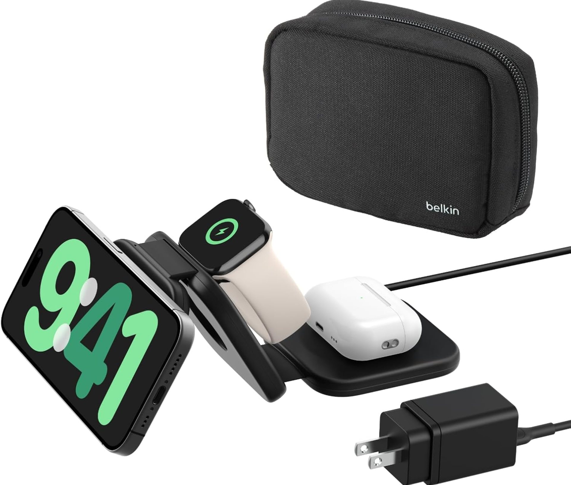 Belkin MagSafe Charger Compatible 3-in-1 Magnetic Charging Travel Pad 15W-BoostCharge Pro Foldable Qi2-Certified Wireless Charger, MagSafe-Compatible Charger for iPhone 16 Series, Apple Watch, AirPods Belkin MagSafe Charger Compatible 3-in-1 Magnetic Charging Travel Pad 15W-BoostCharge Pro Foldable Qi2-Certified Wireless Charger, MagSafe-Compatible Charger for iPhone 16 Series, Apple Watch, AirPods