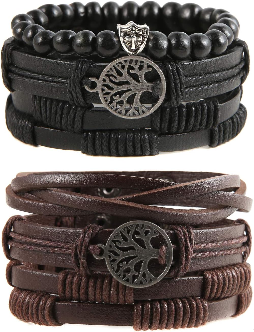 HZMAN Genuine Leather Tree of life Bracelets Men Women, Tiger Eye Natural Stone Lava Rock Beads Ethnic Tribal Elastic Bracelets Wristbands HZMAN Genuine Leather Tree of life Bracelets Men Women, Tiger Eye Natural Stone Lava Rock Beads Ethnic Tribal Elastic Bracelets Wristbands