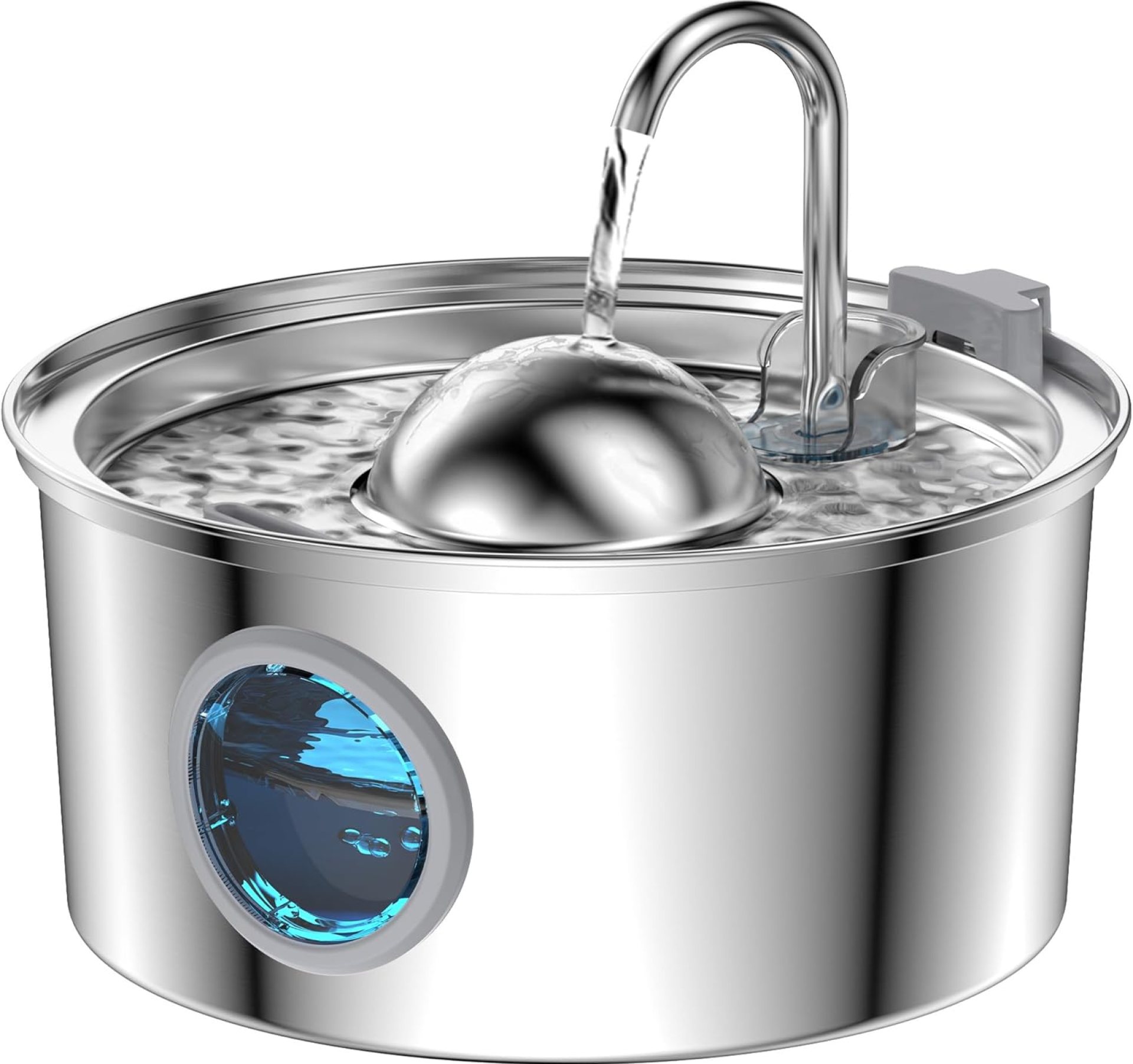 AONBOY Cat Water Fountain Stainless Steel, 108oz/3.2L Cat Fountain, Pet Water Fountain with Water Level Window, Hemispherical Shape, Multi-Filter, Silent Pump, Water Tap, Provides Flowing Water AONBOY Cat Water Fountain Stainless Steel, 108oz/3.2L Cat Fountain, Pet Water Fountain with Water Level Window, Hemispherical Shape, Multi-Filter, Silent Pump, Water Tap, Provides Flowing Water
