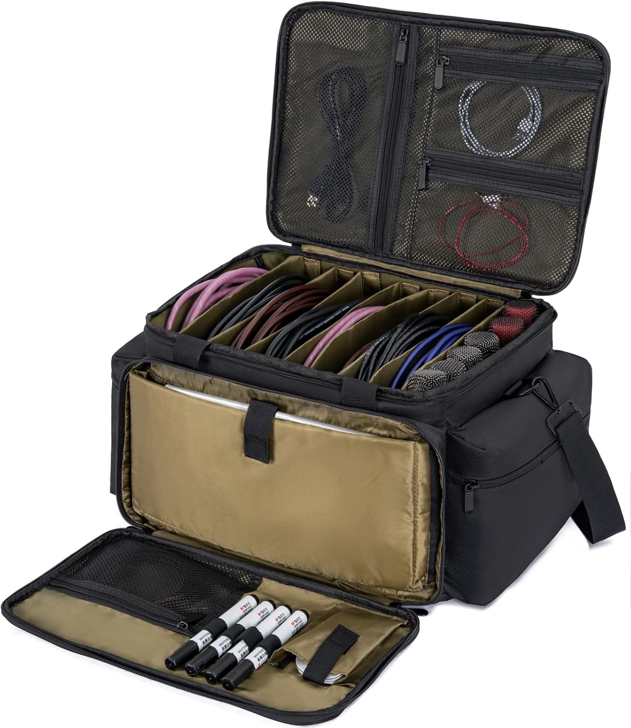 AKOZLIN Cable File Bag DJ Gig Bag Cord Organizer Case with Detachable Dividers for Laptop,DJ Gear, Sound Instrument and Music Equipment Accessories 16″x11″x10″ Black Green AKOZLIN Cable File Bag DJ Gig Bag Cord Organizer Case with Detachable Dividers for Laptop,DJ Gear, Sound Instrument and Music Equipment Accessories 16″x11″x10″ Black Green