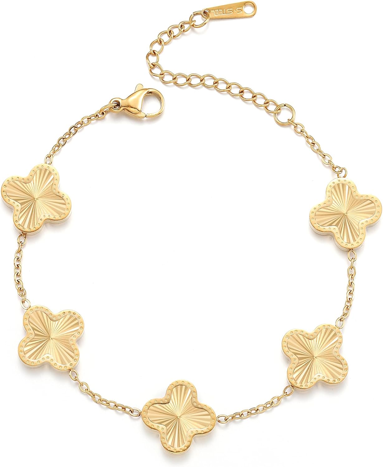 18K Gold Plated Clover Bracelet Dupes Gold Lucky Bracelet for Women Flower Four Leaf Bracelets Jewelry Gifts for Women 18K Gold Plated Clover Bracelet Dupes Gold Lucky Bracelet for Women Flower Four Leaf Bracelets Jewelry Gifts for Women