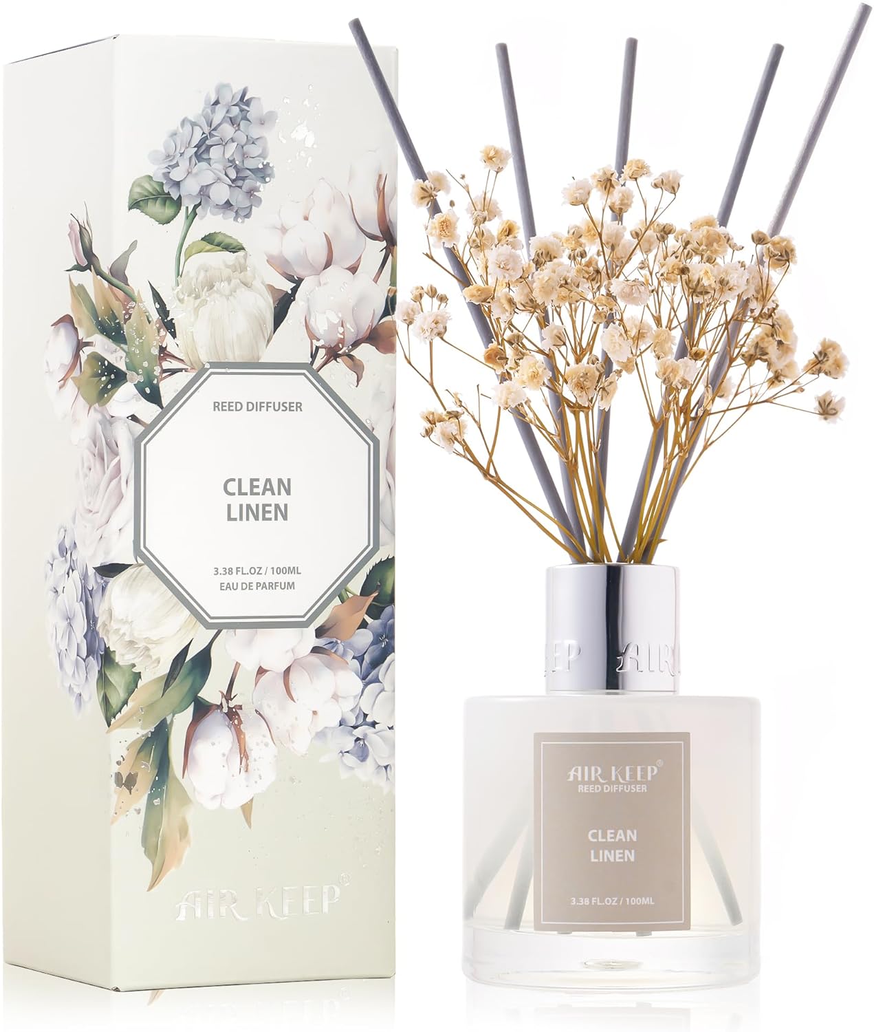 Airkeep Reed Diffuser Set,3.38 fl oz (100 ml) – Clean Linen Oil Diffusers with 8 Reed Sticks,Home Fragrance Reed Diffuser for Bathroom Shelf Decor Airkeep Reed Diffuser Set,3.38 fl oz (100 ml) – Clean Linen Oil Diffusers with 8 Reed Sticks,Home Fragrance Reed Diffuser for Bathroom Shelf Decor
