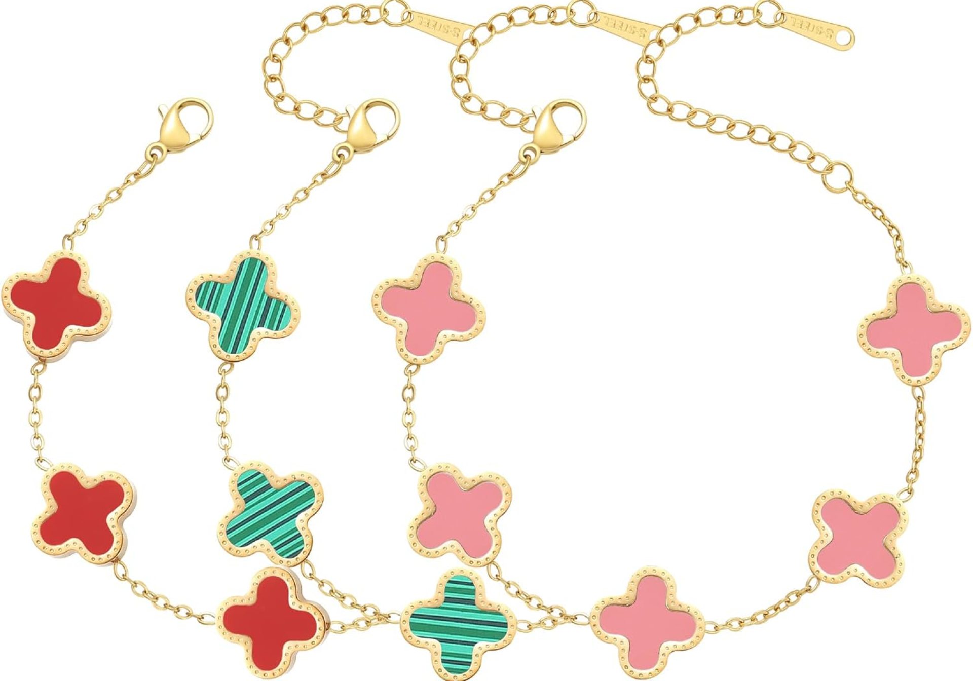 18K Gold Plated Clover Bracelet Set for Women Fashion Simple Four Leaf Lucky Flower Bracelets Jewelry Gifts for Women 3Pcs 18K Gold Plated Clover Bracelet Set for Women Fashion Simple Four Leaf Lucky Flower Bracelets Jewelry Gifts for Women 3Pcs