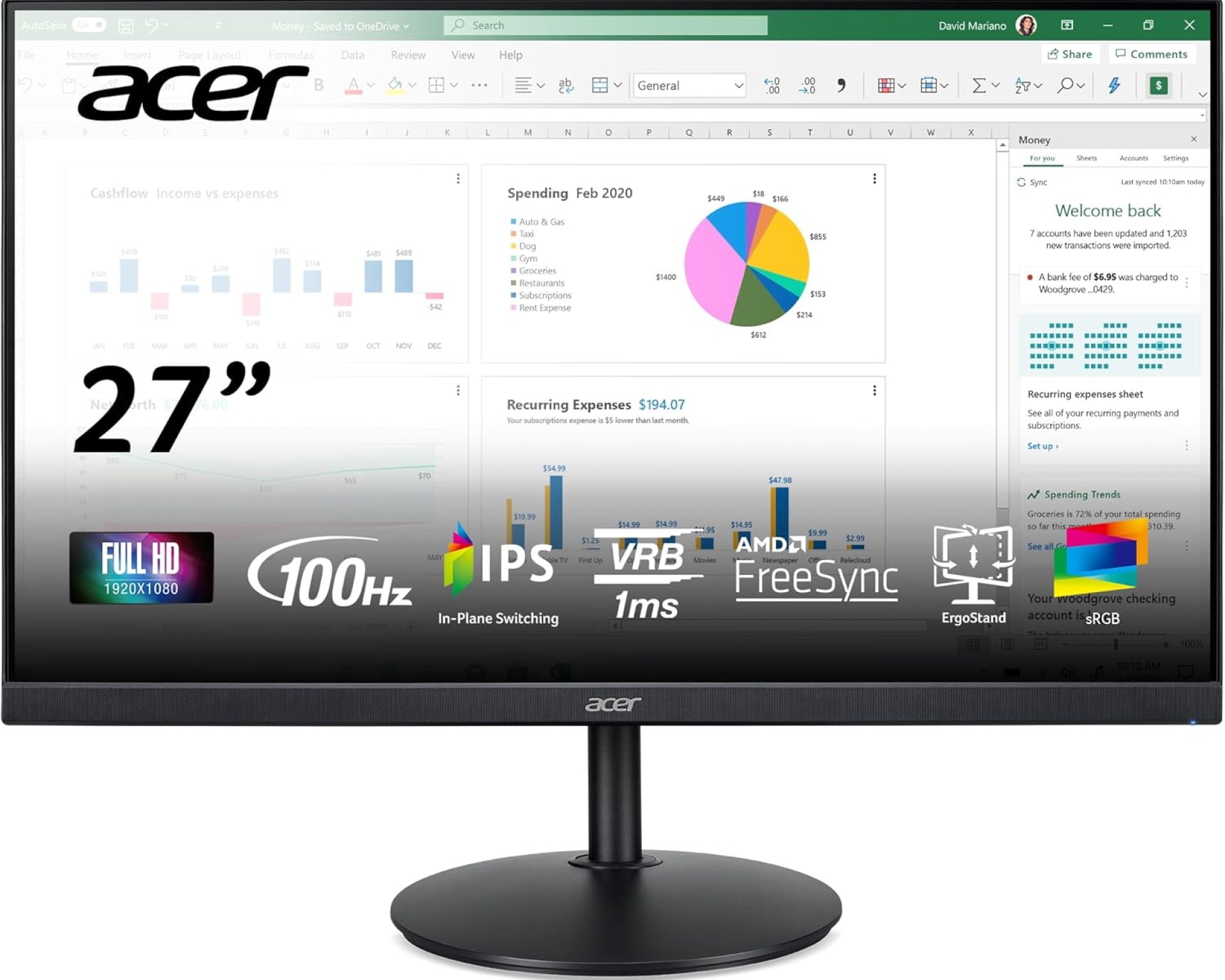 Acer CB272 Ebmiprx 27″ FHD 1920 x 1080 Zero Frame Home Office Monitor | AMD FreeSync | 1ms VRB | 100Hz | 99% sRGB | Height Adjustable Stand with Swivel, Tilt & Pivot (Display Port, HDMI & VGA Ports) Acer CB272 Ebmiprx 27″ FHD 1920 x 1080 Zero Frame Home Office Monitor | AMD FreeSync | 1ms VRB | 100Hz | 99% sRGB | Height Adjustable Stand with Swivel, Tilt & Pivot (Display Port, HDMI & VGA Ports)