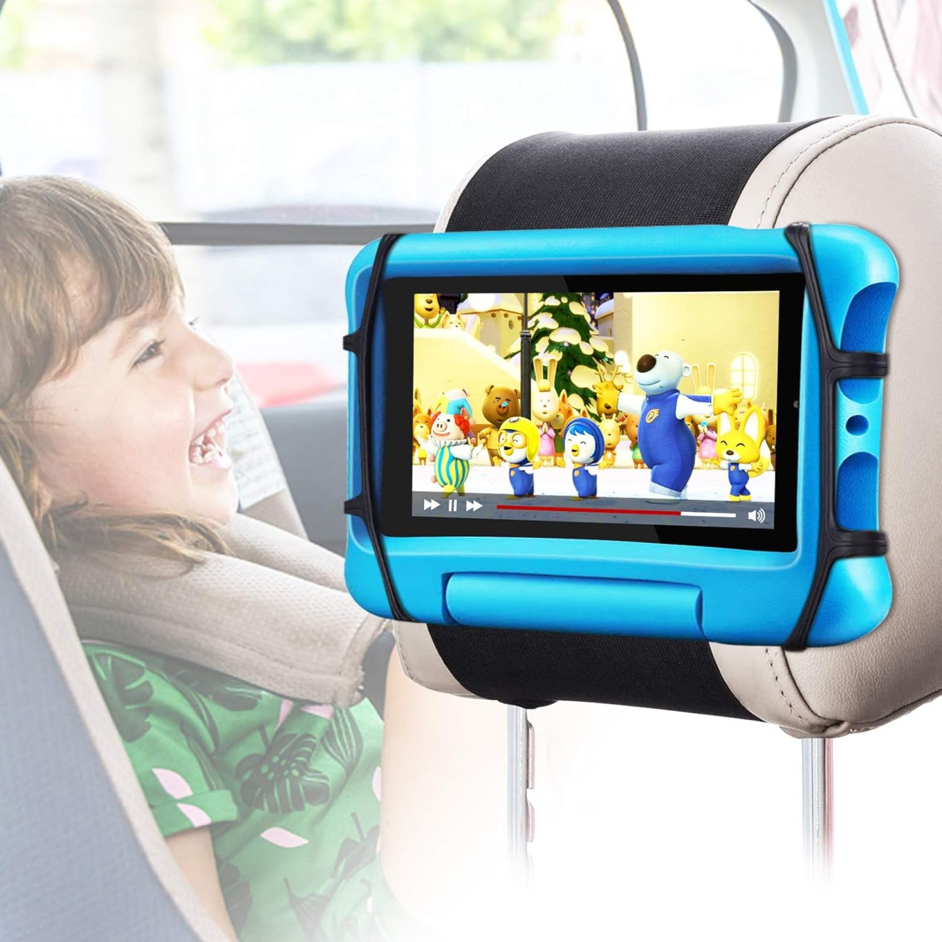FANGOR Car Headrest Mount Holder, Tablet Holder for Kids in Back Seats, Anti-Slip Strap and Holding Net,Angle-Adjustable/Fits All 7 Inch to 12.9 Inch Tablets FANGOR Car Headrest Mount Holder, Tablet Holder for Kids in Back Seats, Anti-Slip Strap and Holding Net,Angle-Adjustable/Fits All 7 Inch to 12.9 Inch Tablets