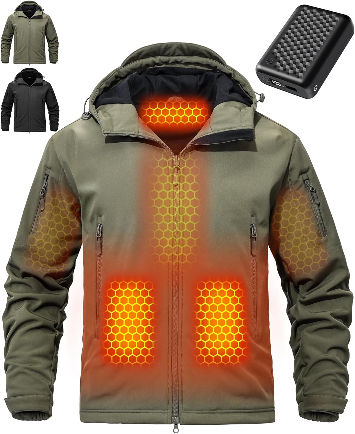 Wulcea Graphene Heated Soft Shell Jacket for Men 12V 18400mAh Large Capacity Wulcea Graphene Heated Soft Shell Jacket for Men 12V 18400mAh Large Capacity