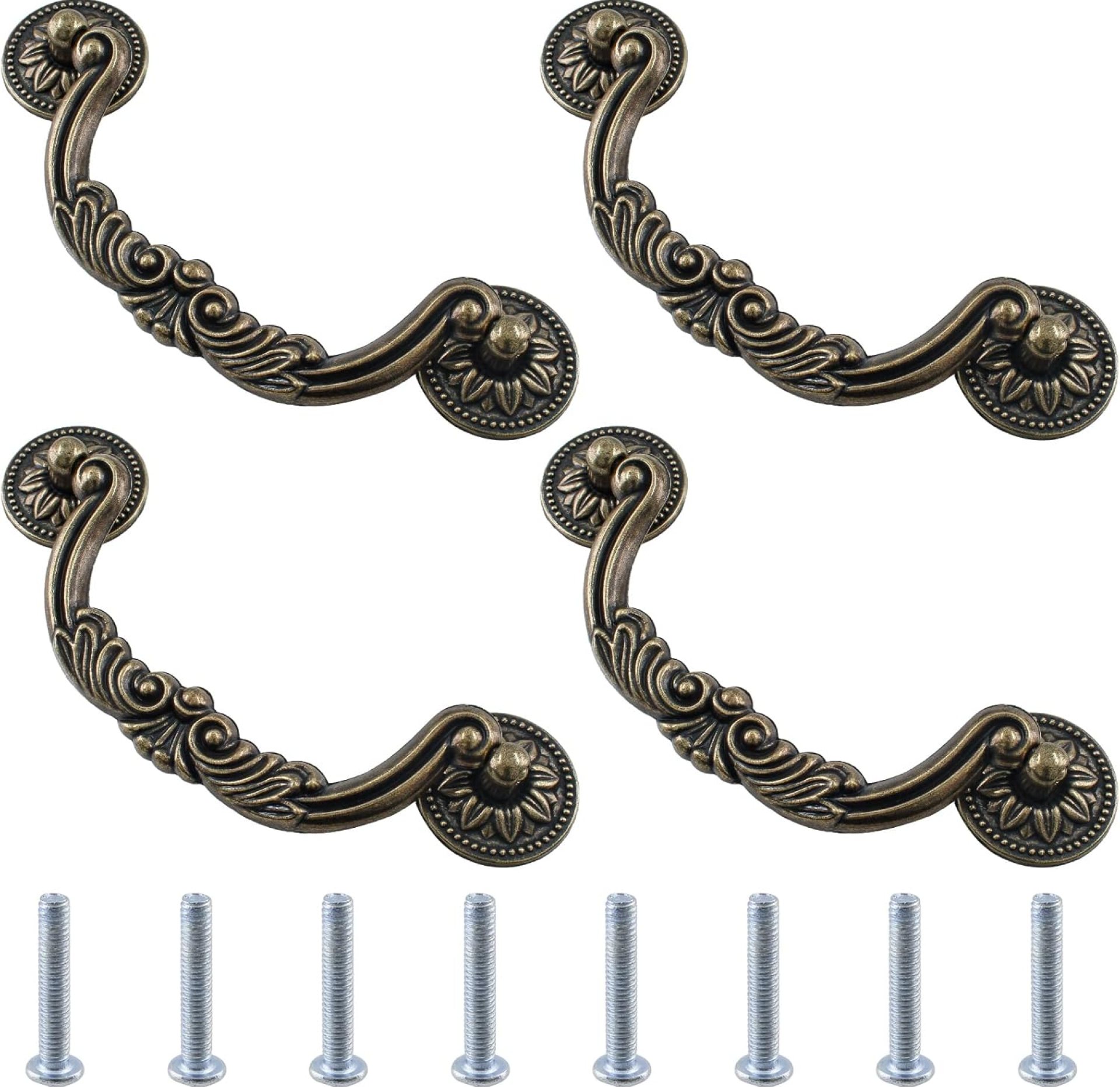 4 Pcs Antique Bail Handle Drop Pulls 5 Inch(128mm) Hole Centers Drop-Down Bail Dresser Pull Handle Carved Vintage Bronze Dresser Handles for Furniture Home Kitchen Cabinet (Style A) 4 Pcs Antique Bail Handle Drop Pulls 5 Inch(128mm) Hole Centers Drop-Down Bail Dresser Pull Handle Carved Vintage Bronze Dresser Handles for Furniture Home Kitchen Cabinet (Style A)