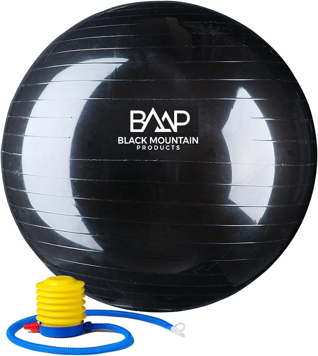 Black Mountain Products Exercise Stability Yoga Ball, Foot Pump, Ball Plug, Plug Puller, 2000 Lbs Static Weight Capacity Antiburst Black Mountain Products Exercise Stability Yoga Ball, Foot Pump, Ball Plug, Plug Puller, 2000 Lbs Static Weight Capacity Antiburst