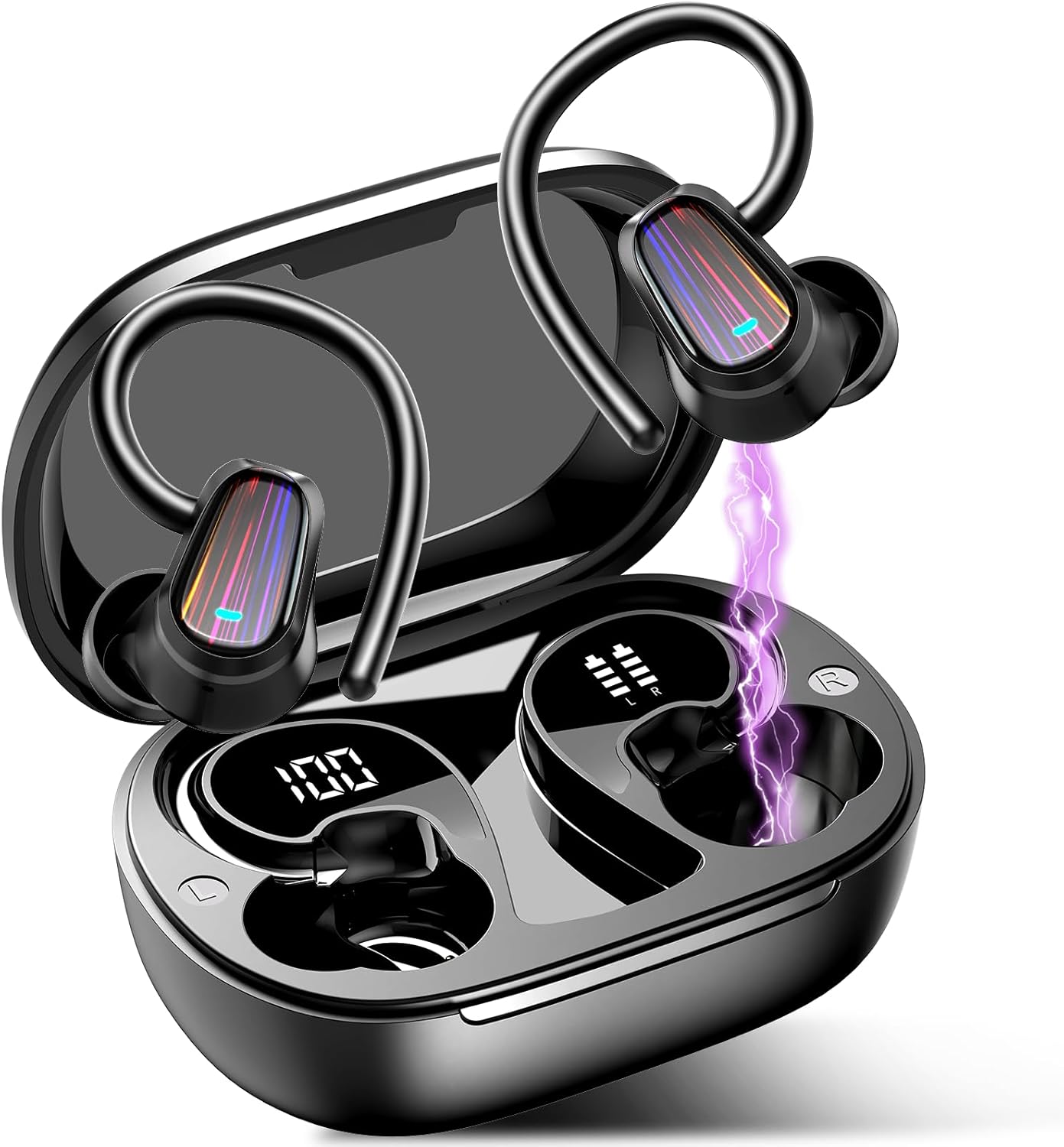 OYIB Wireless Earbuds Bluetooth 5.4 Headphones Sport, Stereo Deep Bass Bluetooth Earbuds with Earhooks, 50H Over Ear Bud with ENC Mic, IP7 Waterproof Wireless Earphone for Workout/Running, Deep Black OYIB Wireless Earbuds Bluetooth 5.4 Headphones Sport, Stereo Deep Bass Bluetooth Earbuds with Earhooks, 50H Over Ear Bud with ENC Mic, IP7 Waterproof Wireless Earphone for Workout/Running, Deep Black
