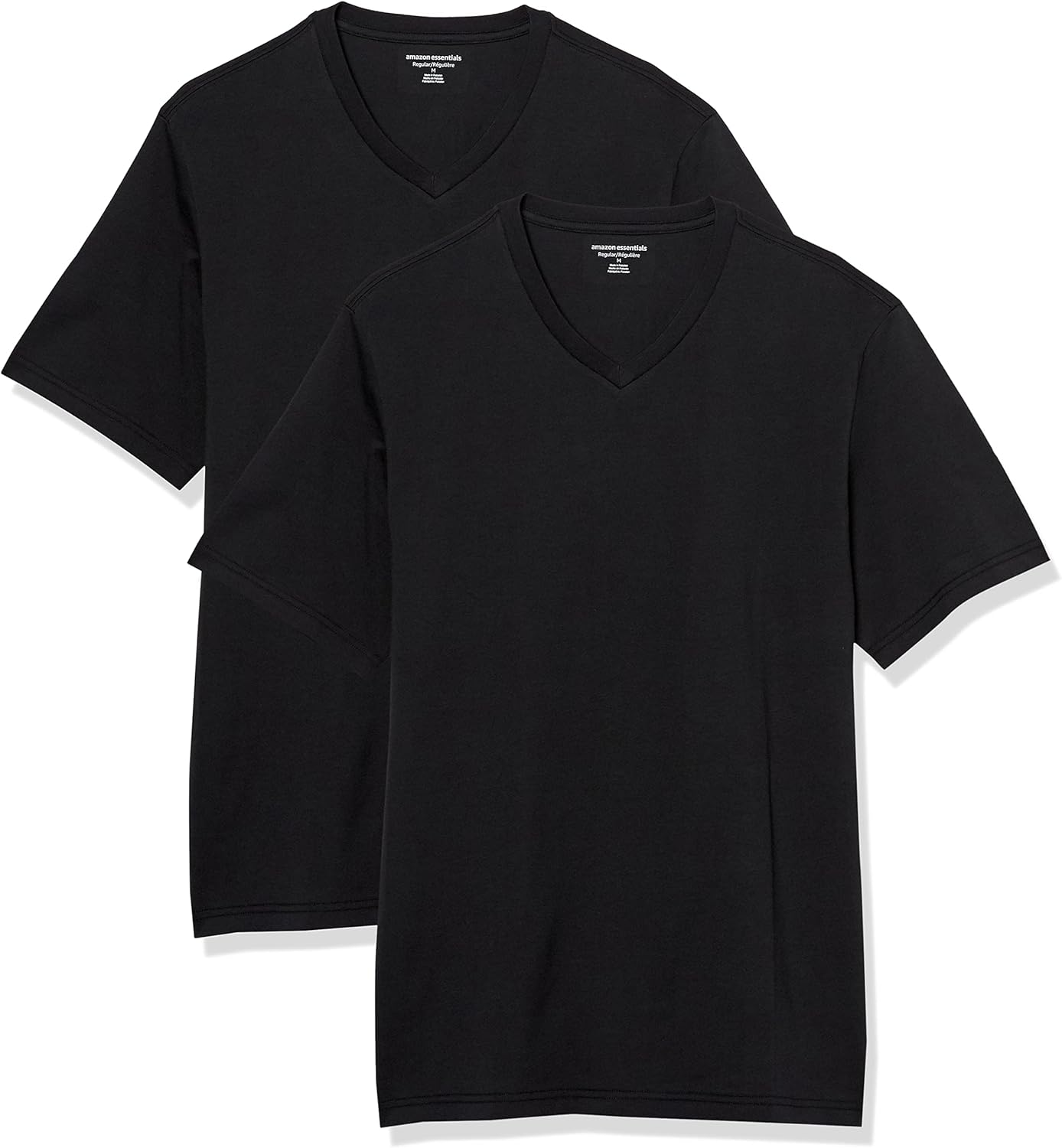 Amazon Essentials 100% Cotton T Shirts for Men, Regular-Fit Short-Sleeve V-Neck, Pack of 2, Available in Big & Tall Amazon Essentials 100% Cotton T Shirts for Men, Regular-Fit Short-Sleeve V-Neck, Pack of 2, Available in Big & Tall