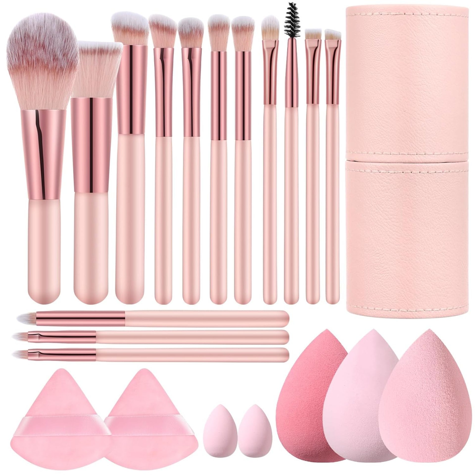 14 Pcs Small Travel Makeup Brush Set Portable Pink Make up Brushes with Case,5 Pcs Makeup Sponge,Valentine’s Day Gift,Mother’s Day Gift for Foundation Powder Concealers Eye Shadows(Pink) 14 Pcs Small Travel Makeup Brush Set Portable Pink Make up Brushes with Case,5 Pcs Makeup Sponge,Valentine’s Day Gift,Mother’s Day Gift for Foundation Powder Concealers Eye Shadows(Pink)