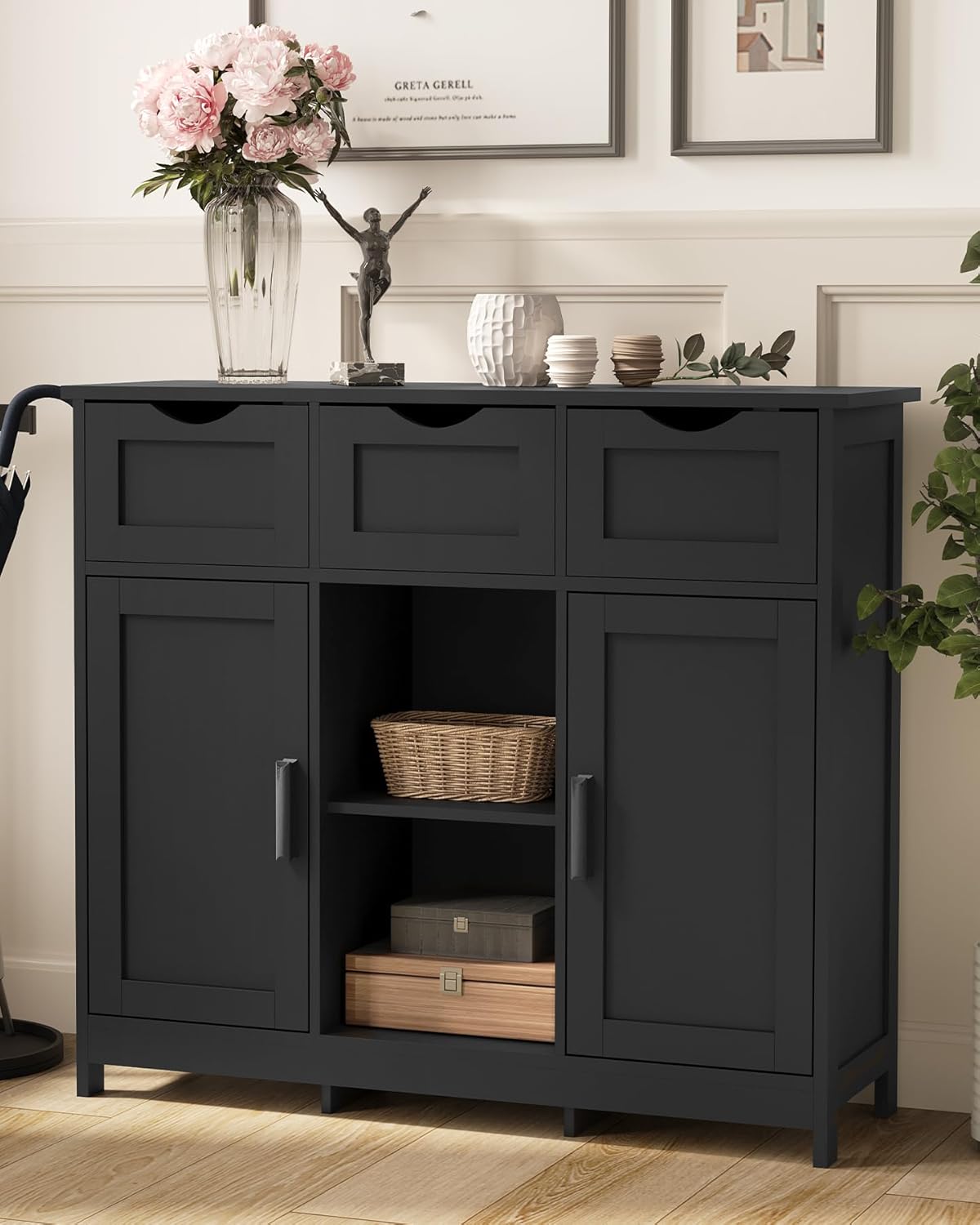 Storage Cabinets,Wooden Floor Cabinet,with Drawers and Shelves Storage Cabinets,Accent Cabinet for Living Room, Bedroom,Bathroom Furniture Home Decor(Black) Storage Cabinets,Wooden Floor Cabinet,with Drawers and Shelves Storage Cabinets,Accent Cabinet for Living Room, Bedroom,Bathroom Furniture Home Decor(Black)