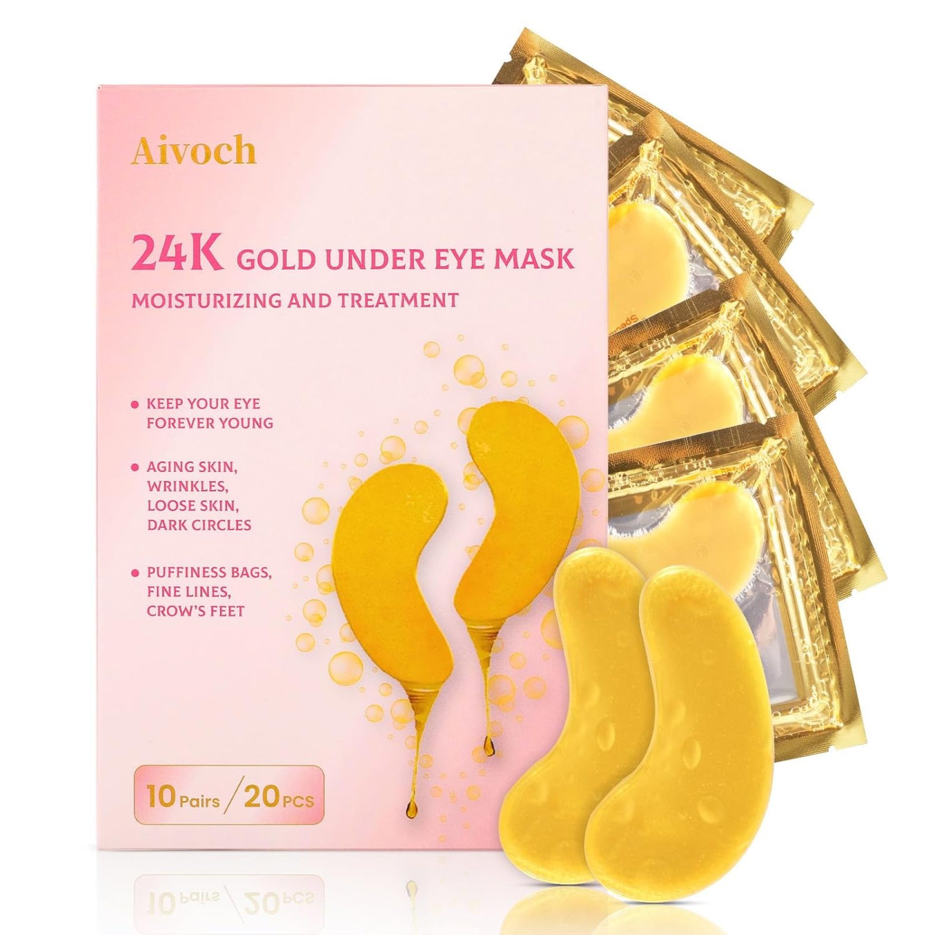 10Pairs 20Pcs 24K Gold Under Eye Patches, Collagen Eye Masks for Dark Circles and Puffiness, Reduce Wrinkles and Puffy Eyes, Refresh Your Skin, Women Skincare Eye Treatment Products 10Pairs 20Pcs 24K Gold Under Eye Patches, Collagen Eye Masks for Dark Circles and Puffiness, Reduce Wrinkles and Puffy Eyes, Refresh Your Skin, Women Skincare Eye Treatment Products