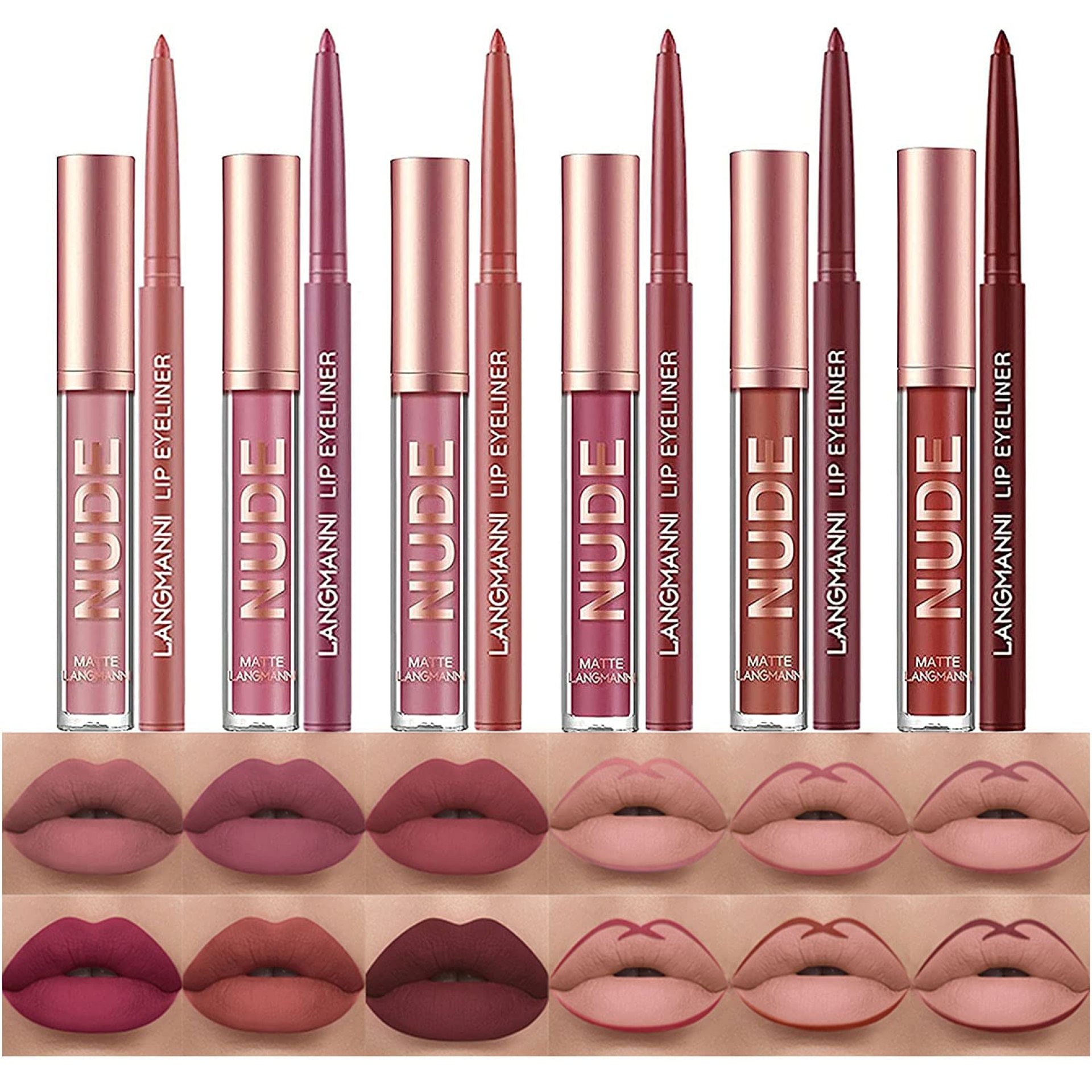 BestLand 12Pcs Matte Liquid Lipstick + Lip Liner Pens Set, Velvety Nude Lip Stain Waterproof Long Wear Makeup Gift Set BestLand 12Pcs Matte Liquid Lipstick + Lip Liner Pens Set, Velvety Nude Lip Stain Waterproof Long Wear Makeup Gift Set