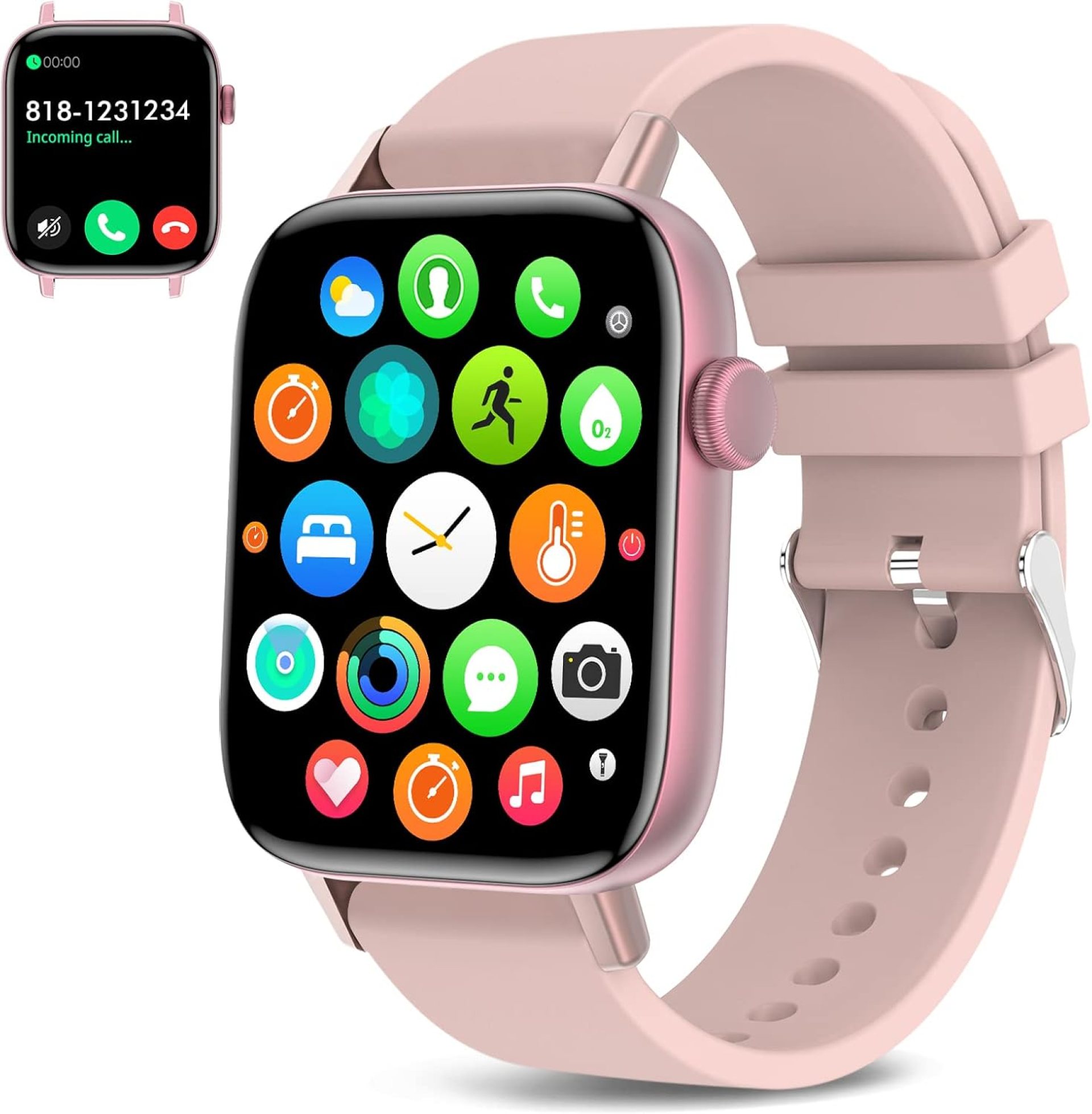 1.90” with Smart Watch(Answer/Make Calls),Smart Fitness Tracker Watches for Android/iOS Phones,Bluetooth Call and Text Message/Sleep Monitor/Heart Rate/Step Counter Android Smartwatch for Women Men 1.90” with Smart Watch(Answer/Make Calls),Smart Fitness Tracker Watches for Android/iOS Phones,Bluetooth Call and Text Message/Sleep Monitor/Heart Rate/Step Counter Android Smartwatch for Women Men
