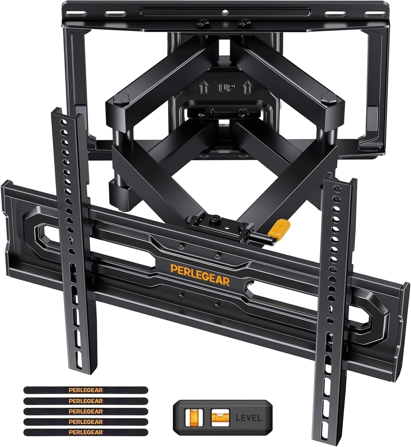 Perlegear Full Motion TV Mount for 32-65 Inch TVs up to 99 lbs, Max VESA 400x400mm, Fits 16”/12” Wood Studs, Height Adjustable Pre-Assembled TV Wall Mount, Tool-Free Tilt, Swivel & Extension, PGMF21 Perlegear Full Motion TV Mount for 32-65 Inch TVs up to 99 lbs, Max VESA 400x400mm, Fits 16”/12” Wood Studs, Height Adjustable Pre-Assembled TV Wall Mount, Tool-Free Tilt, Swivel & Extension, PGMF21