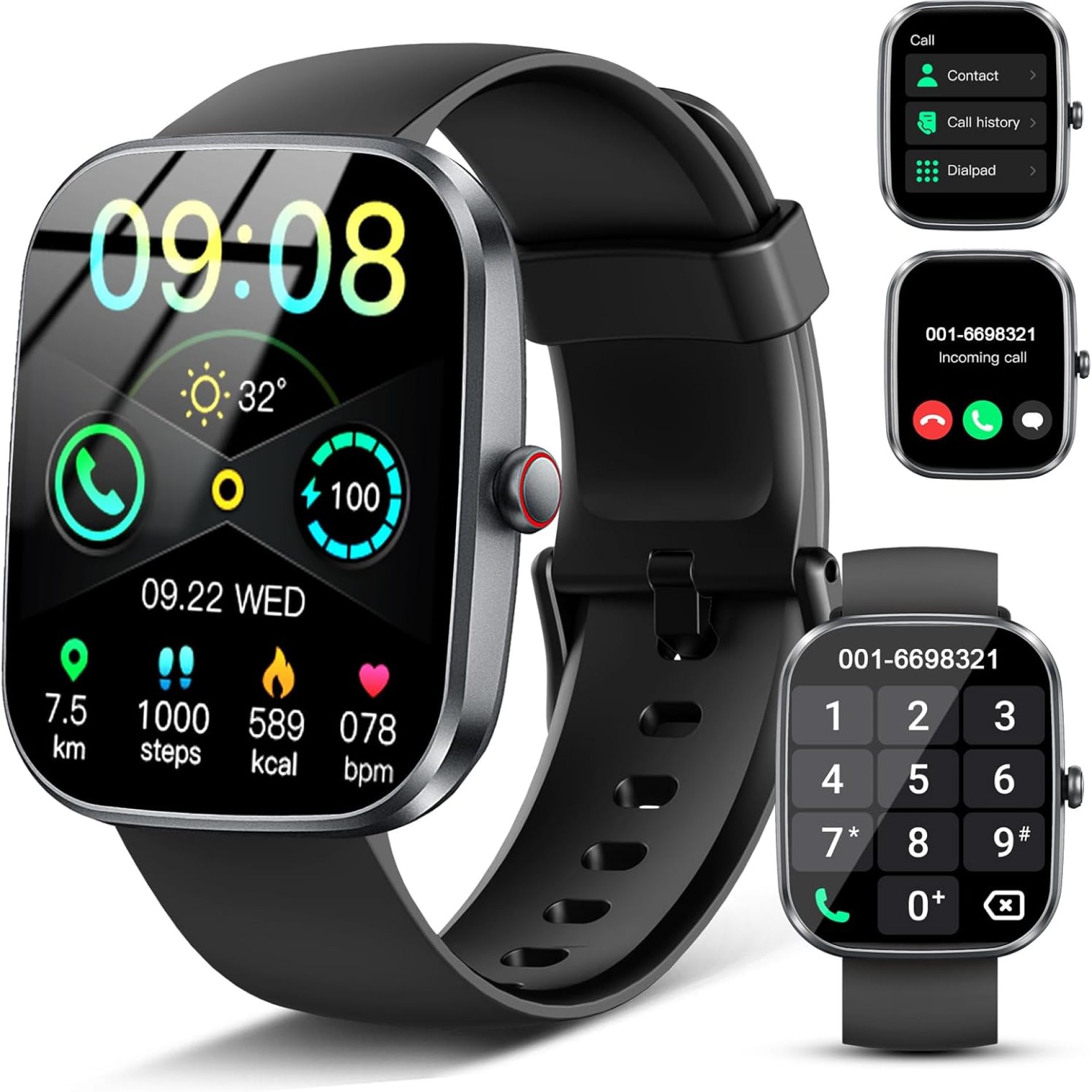 Smart Watch(Answer/Make Call), 1.91″ Smartwatch for Men Women,2025 Fitness Watch with 110+ Sport Modes, Fitness Activity Tracke with Pedometer/Sleep Monitor/Heart Rate/IP68 Waterproof, for Android iOS Smart Watch(Answer/Make Call), 1.91″ Smartwatch for Men Women,2025 Fitness Watch with 110+ Sport Modes, Fitness Activity Tracke with Pedometer/Sleep Monitor/Heart Rate/IP68 Waterproof, for Android iOS