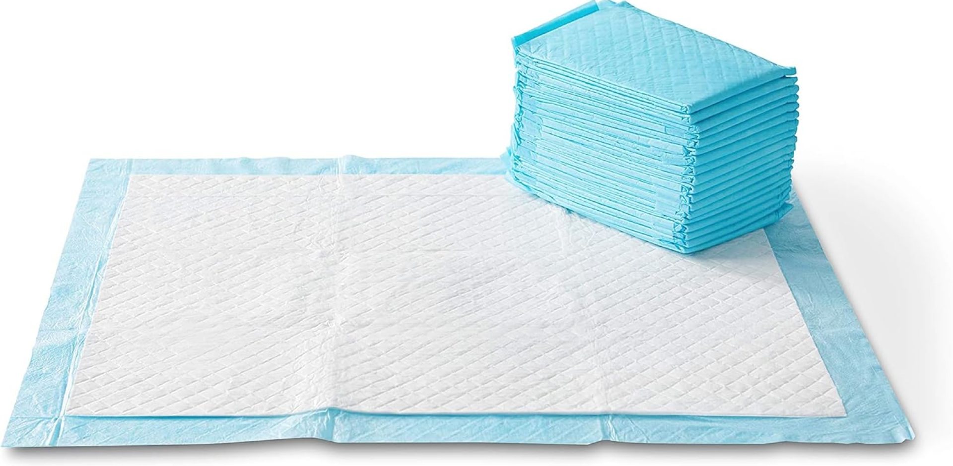 Amazon Basics X-Large Absorbent Puppy Pads, Leak-Proof, Quick-Dry, 28 x 34 Inches, Pack of 50, Blue & White Amazon Basics X-Large Absorbent Puppy Pads, Leak-Proof, Quick-Dry, 28 x 34 Inches, Pack of 50, Blue & White