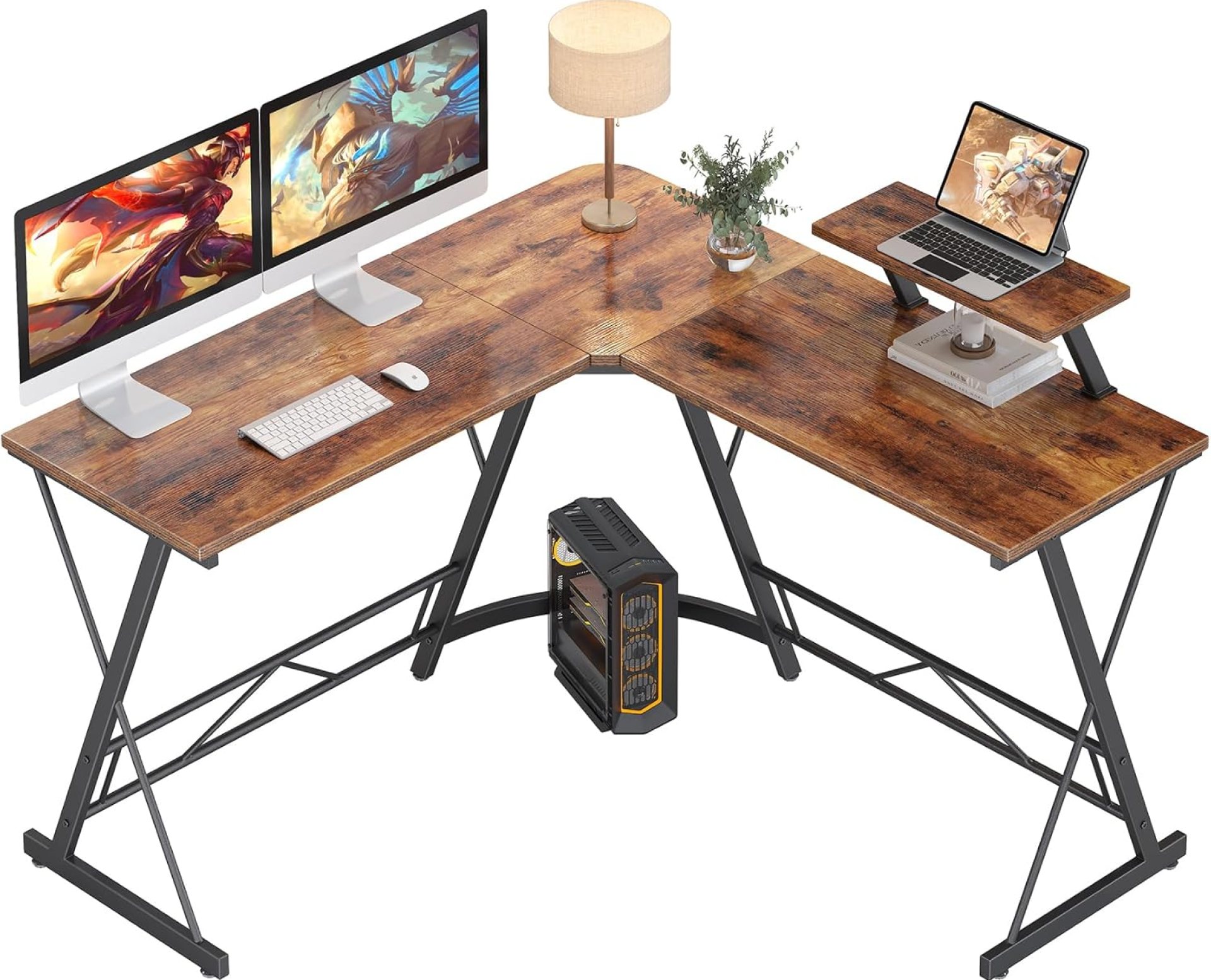 Mr IRONSTONE L Shaped Computer Desk: Corner Desk, Home Office Desk, Gaming Writing Workstation with Large Monitor Stand, Easy to Assemble (Rustic Brown,51 Inch) Mr IRONSTONE L Shaped Computer Desk: Corner Desk, Home Office Desk, Gaming Writing Workstation with Large Monitor Stand, Easy to Assemble (Rustic Brown,51 Inch)